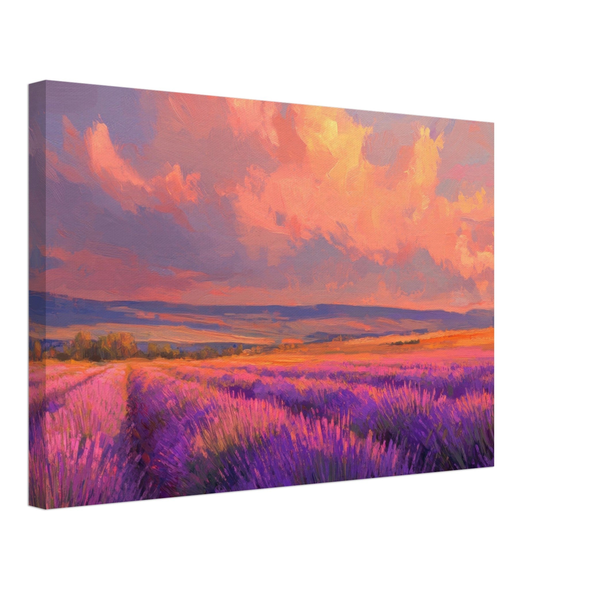 Canvas Landscape - Rolling lavender fields under a pink - hued sunset - Shop Ai Art WebShop - Digital Art online Store