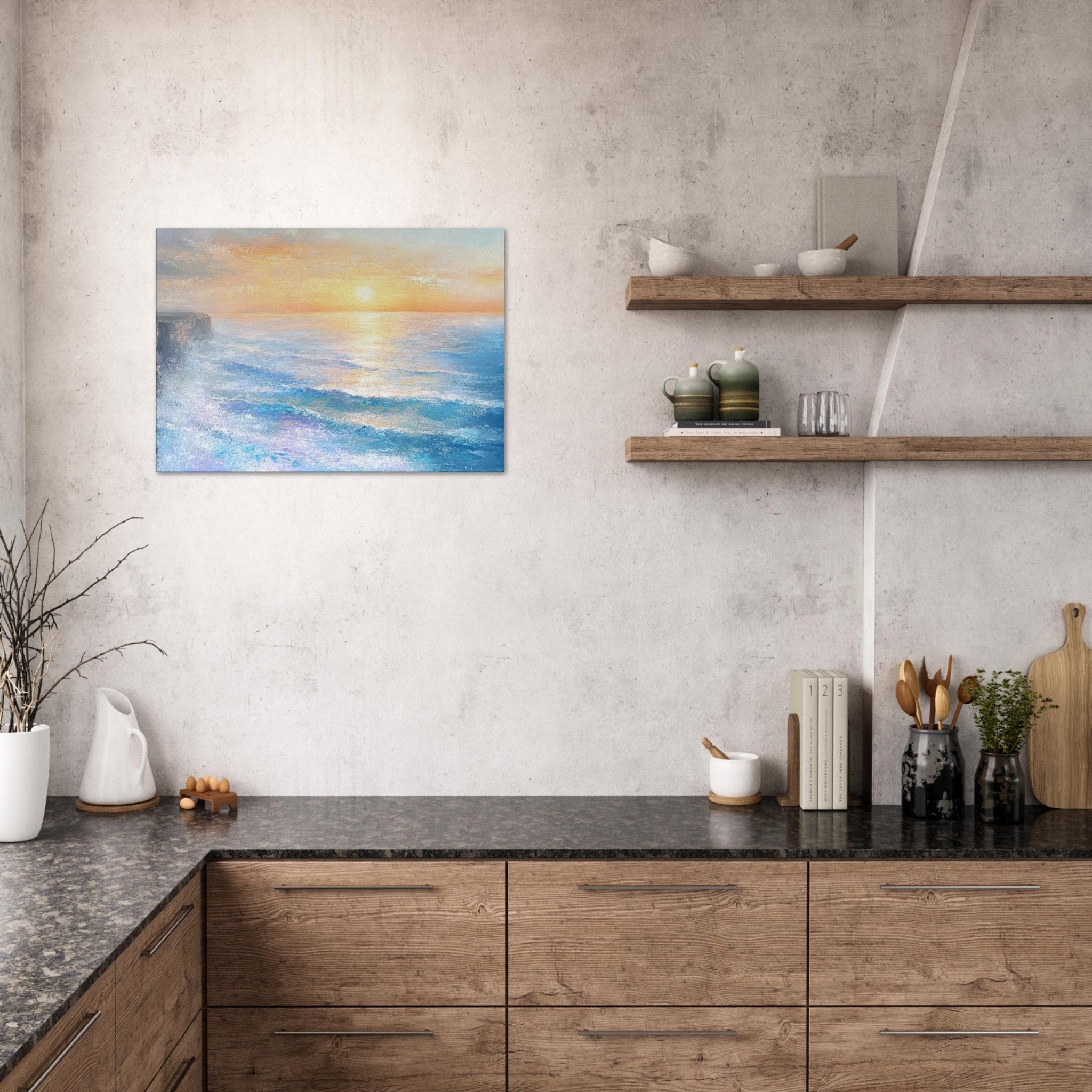 Canvas Landscape - Seaside Cliff at Sunrise A breathtaking Empress - Shop Ai Art WebShop - Digital Art online Store