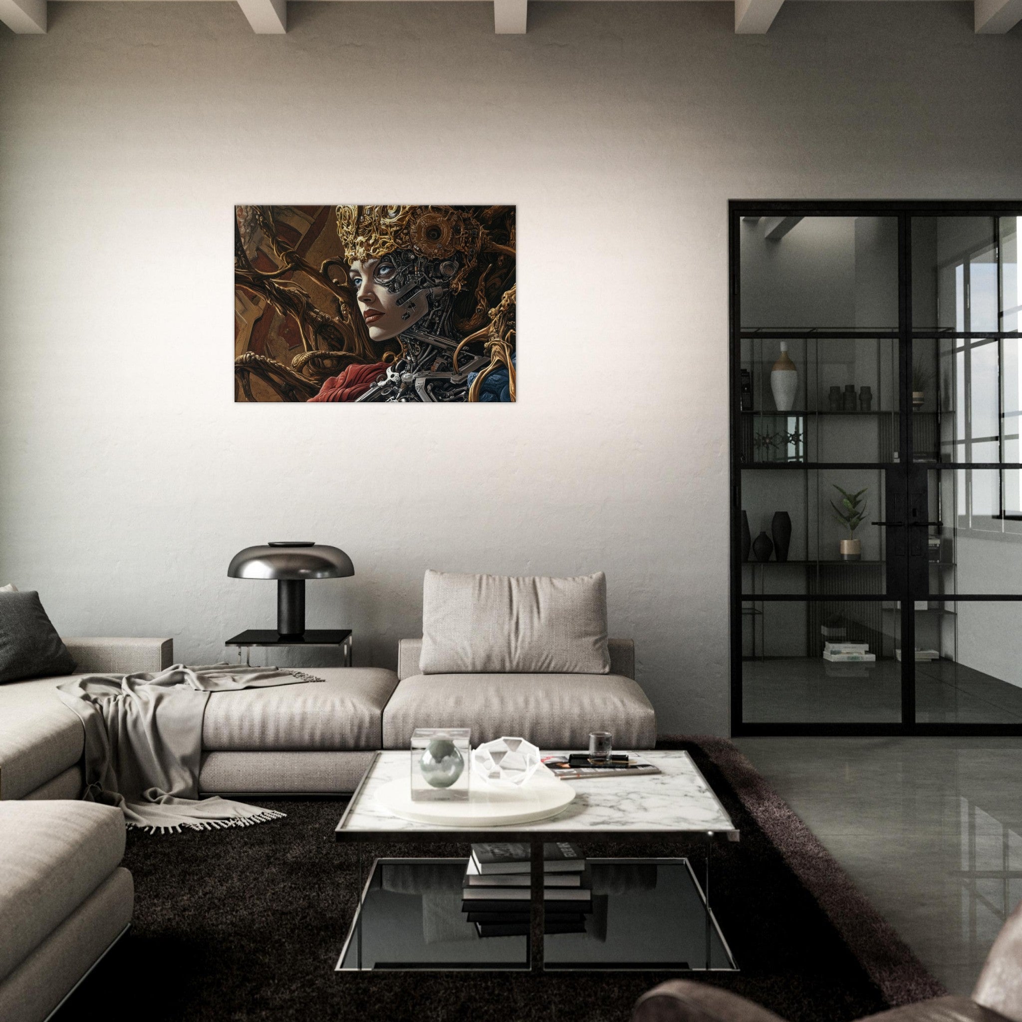 Canvas Landscape - Surrealist Hybrid Queen on a Biomechanical Thrown 3 - Shop Ai Art WebShop - Digital Art online Store