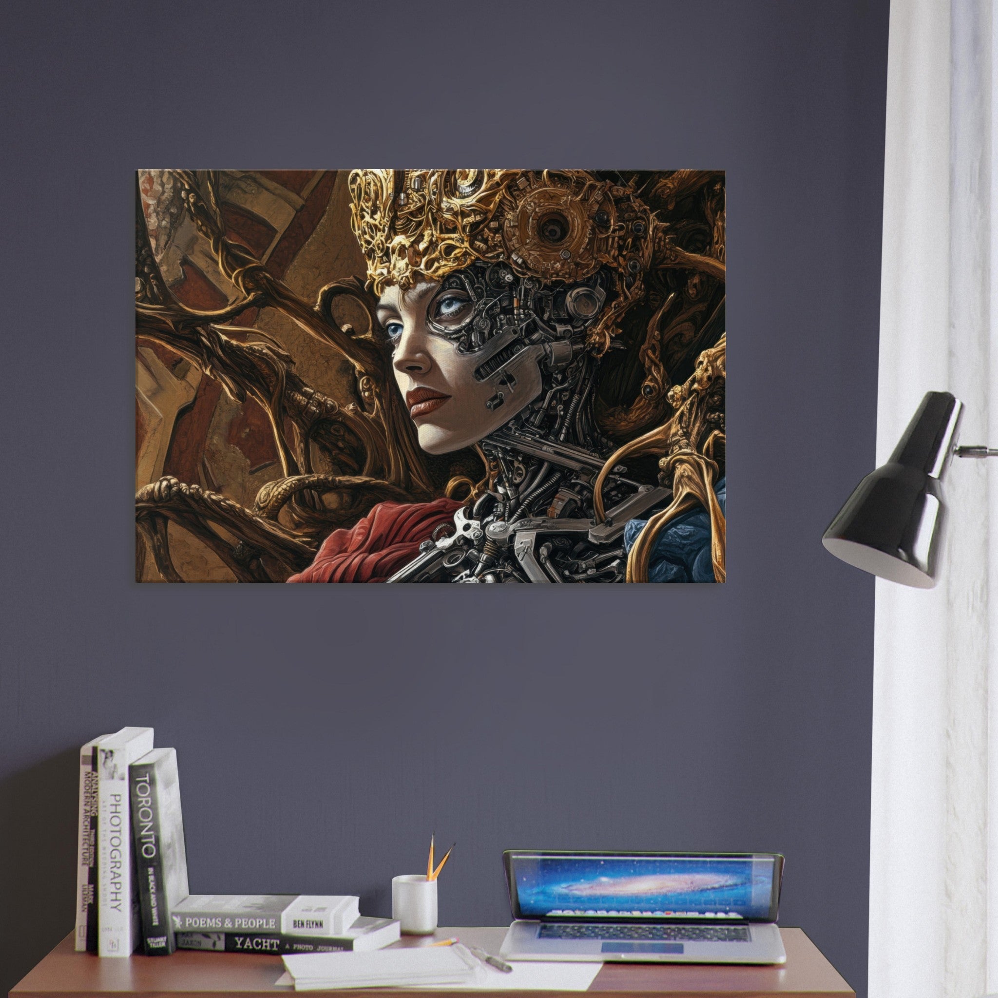 Canvas Landscape - Surrealist Hybrid Queen on a Biomechanical Thrown 3 - Shop Ai Art WebShop - Digital Art online Store