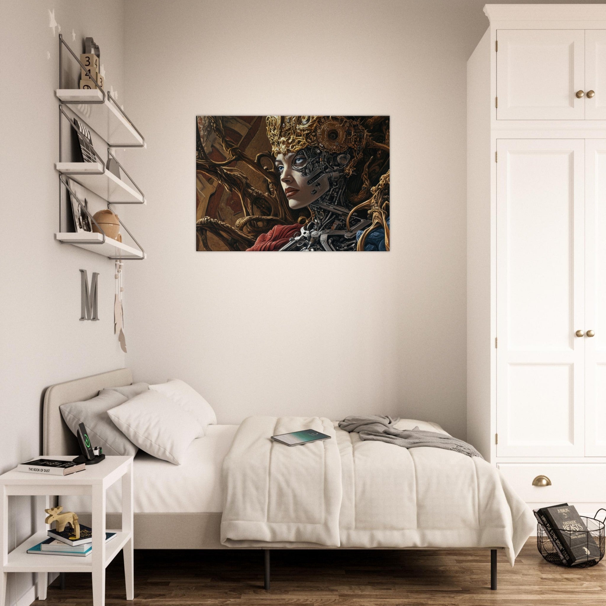 Canvas Landscape - Surrealist Hybrid Queen on a Biomechanical Thrown 3 - Shop Ai Art WebShop - Digital Art online Store