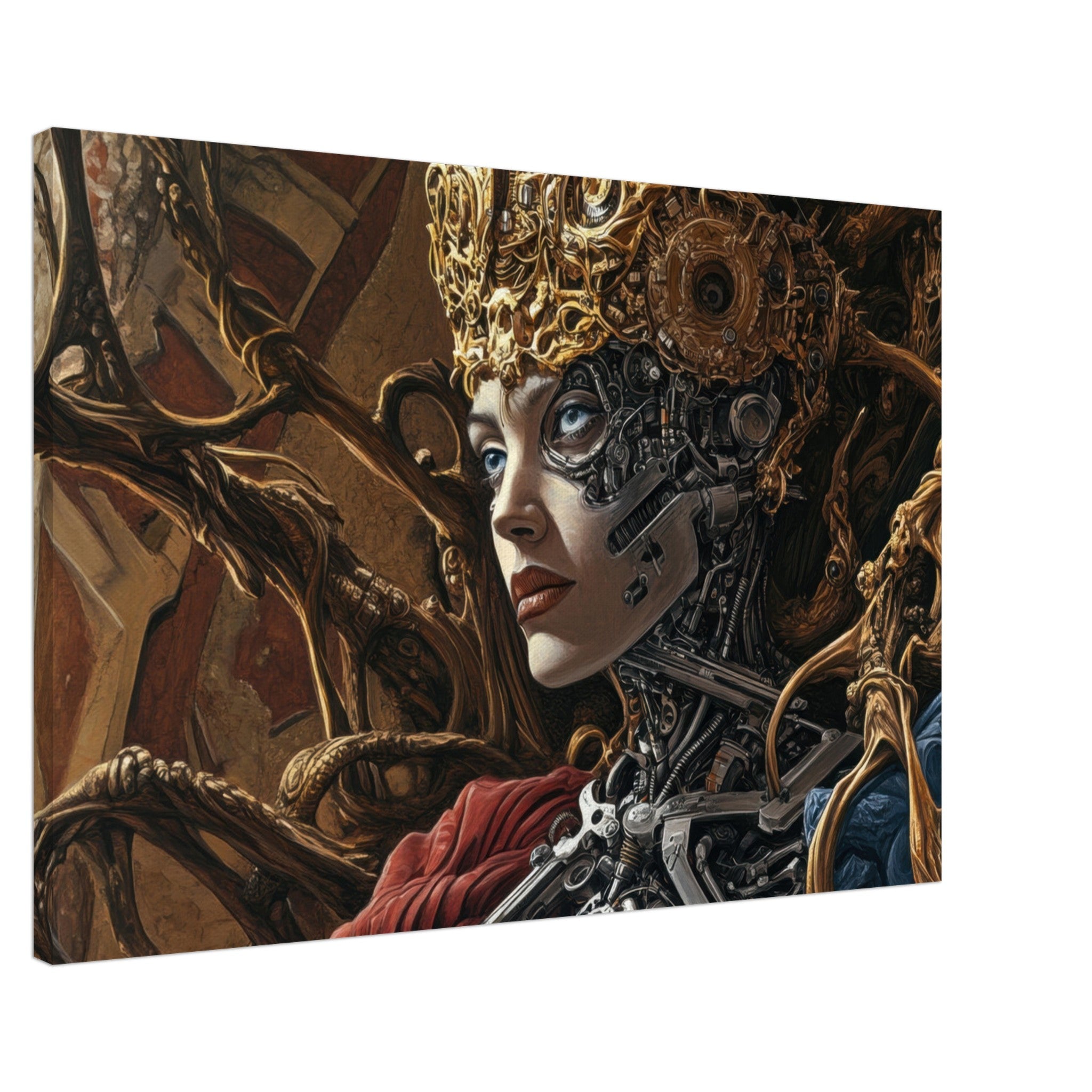 Canvas Landscape - Surrealist Hybrid Queen on a Biomechanical Thrown 3 - Shop Ai Art WebShop - Digital Art online Store