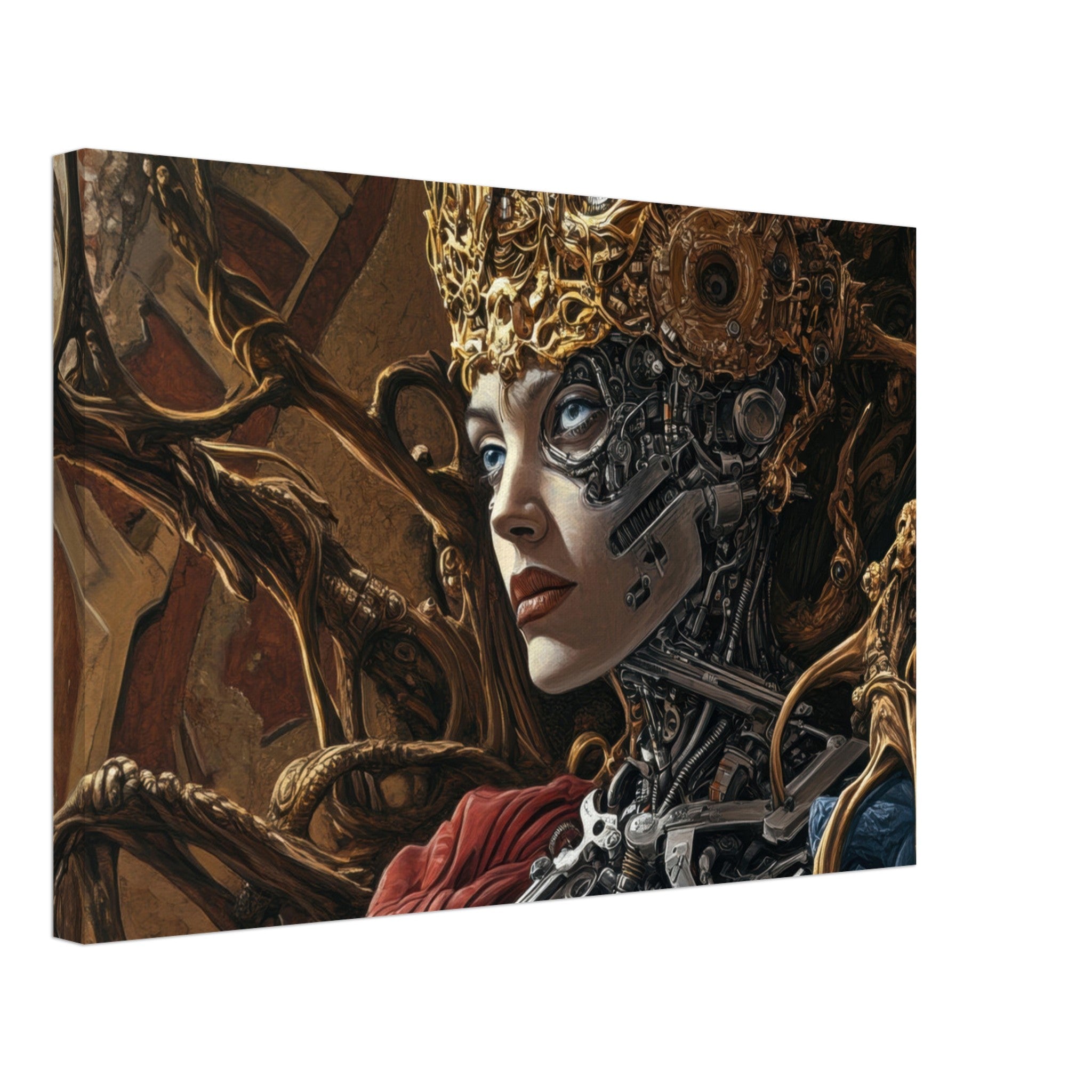 Canvas Landscape - Surrealist Hybrid Queen on a Biomechanical Thrown 3 - Shop Ai Art WebShop - Digital Art online Store