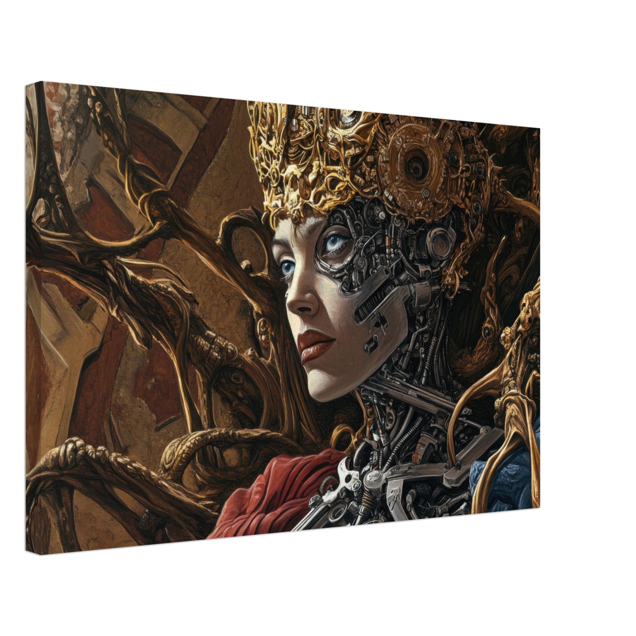 Canvas Landscape - Surrealist Hybrid Queen on a Biomechanical Thrown 3 - Shop Ai Art WebShop - Digital Art online Store