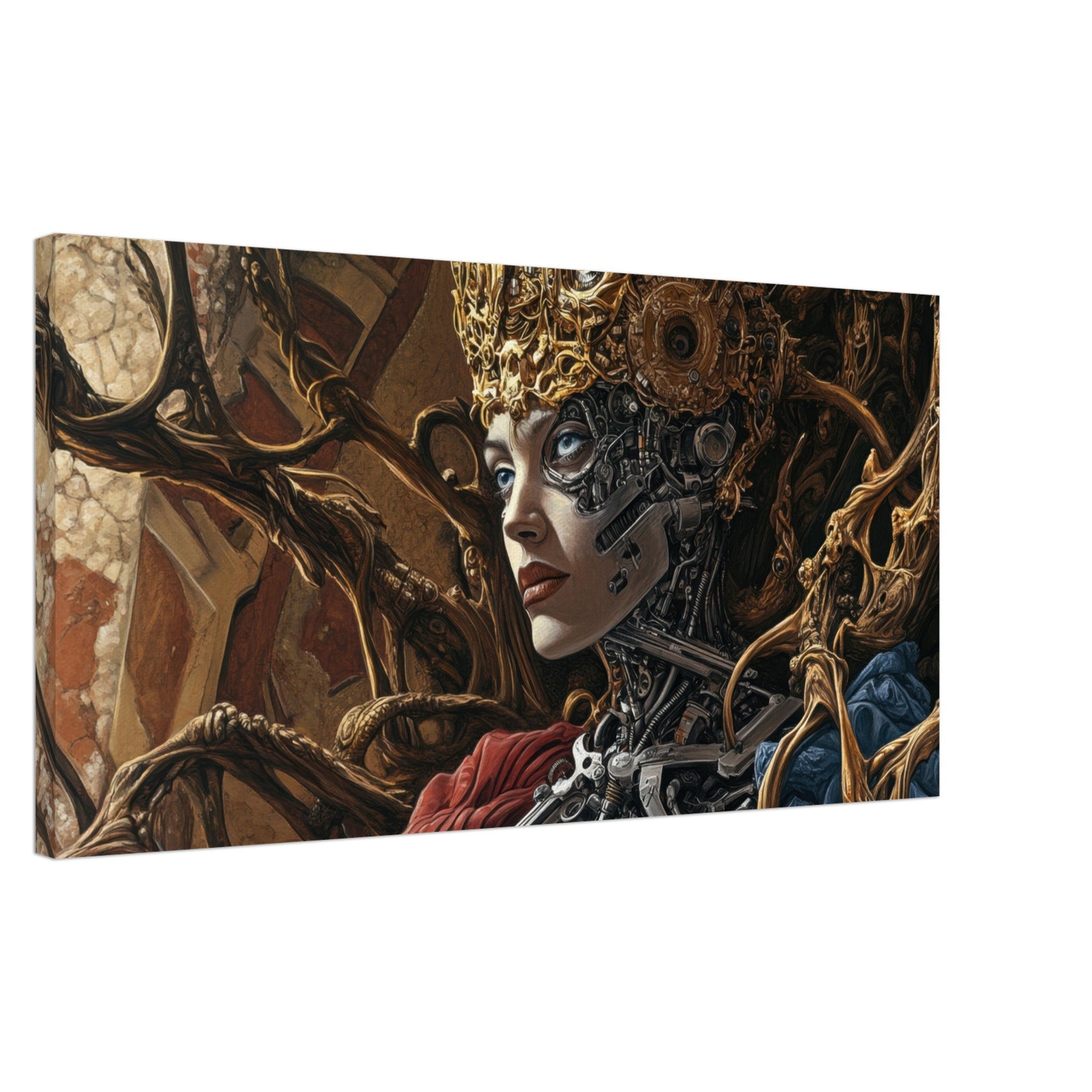 Canvas Landscape - Surrealist Hybrid Queen on a Biomechanical Thrown 3 - Shop Ai Art WebShop - Digital Art online Store