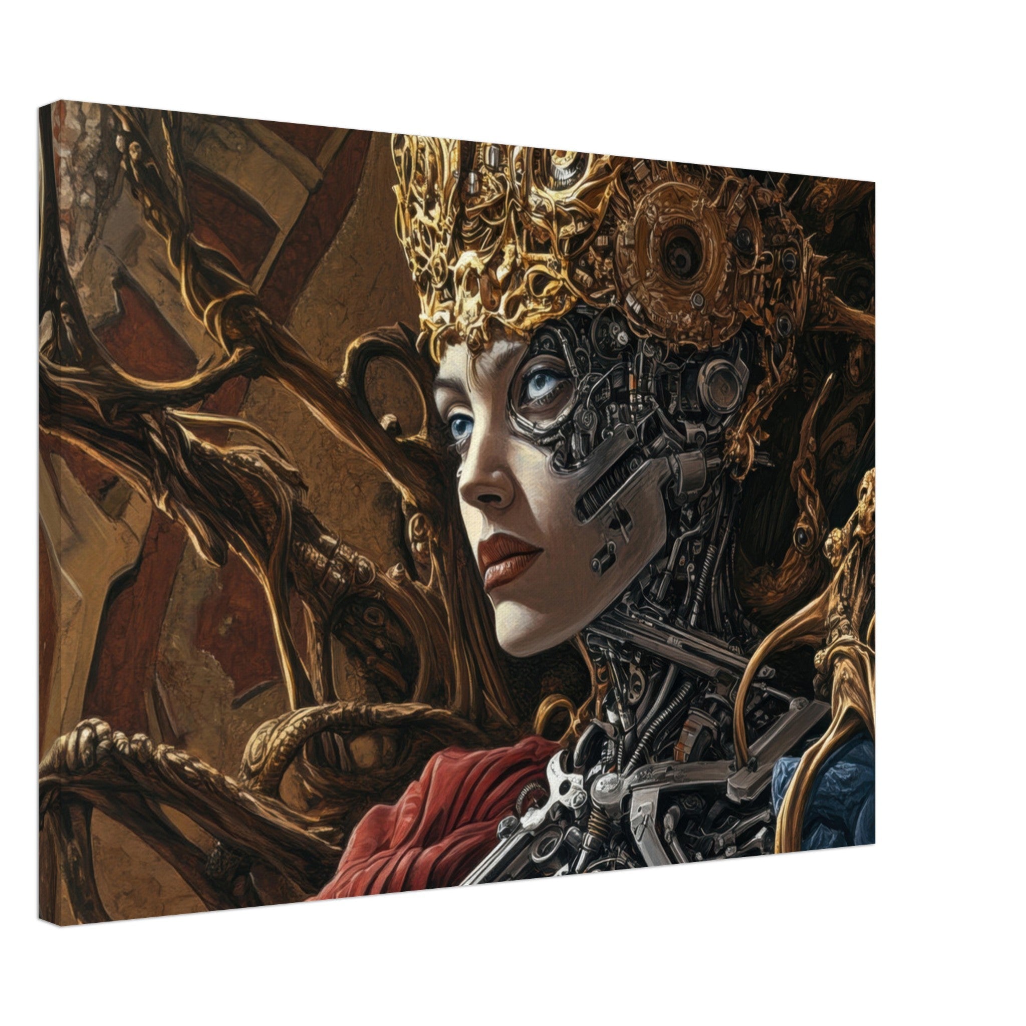 Canvas Landscape - Surrealist Hybrid Queen on a Biomechanical Thrown 3 - Shop Ai Art WebShop - Digital Art online Store