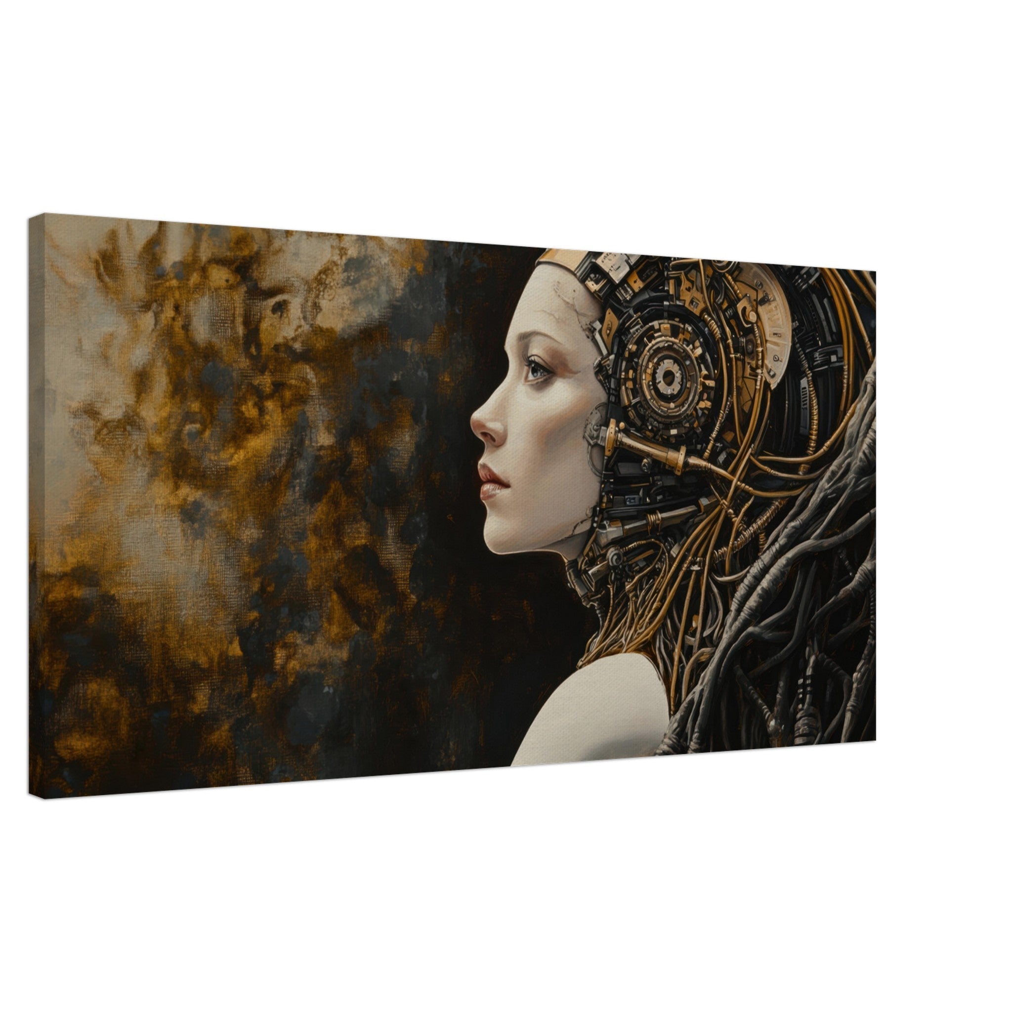 Canvas Landscape - Surrealist Hybrid Queen on a Biomechanical Thrown - Shop Ai Art WebShop - Digital Art online Store