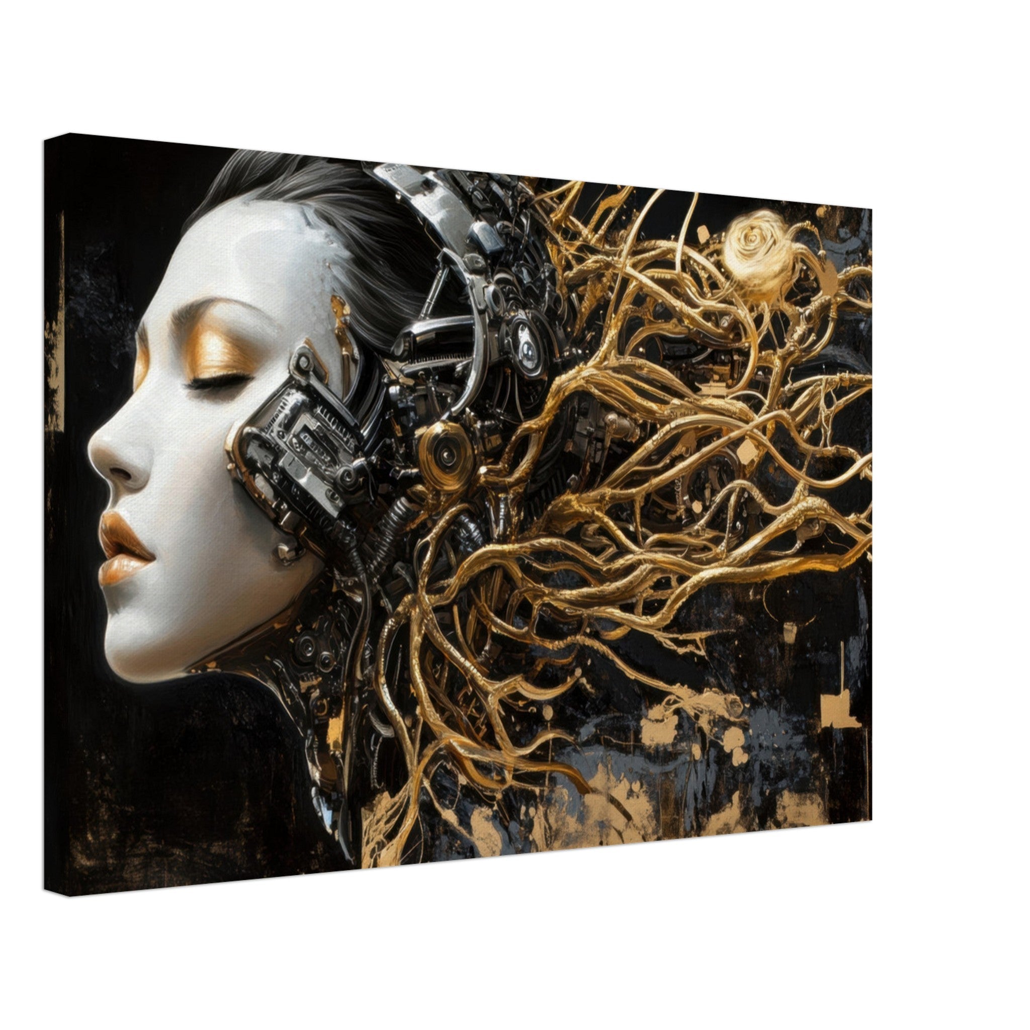 Canvas Landscape - Surrealist Hybrid Queen on a Biomechanical Thrown 5 - Shop Ai Art WebShop - Digital Art online Store