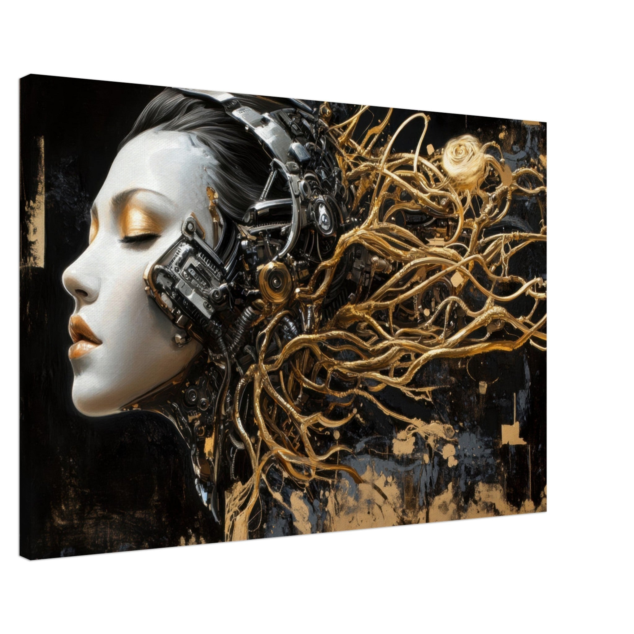 Canvas Landscape - Surrealist Hybrid Queen on a Biomechanical Thrown 5 - Shop Ai Art WebShop - Digital Art online Store