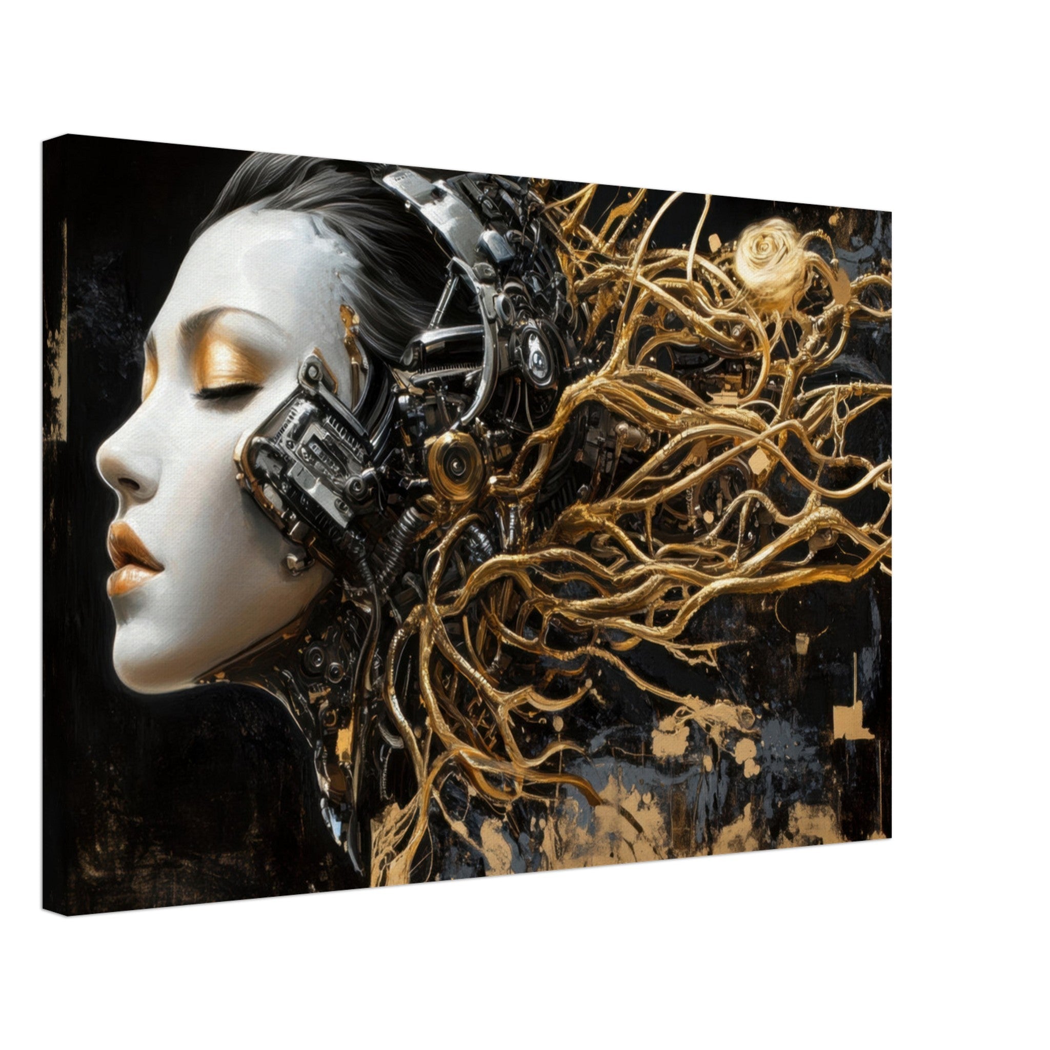 Canvas Landscape - Surrealist Hybrid Queen on a Biomechanical Thrown 5 - Shop Ai Art WebShop - Digital Art online Store