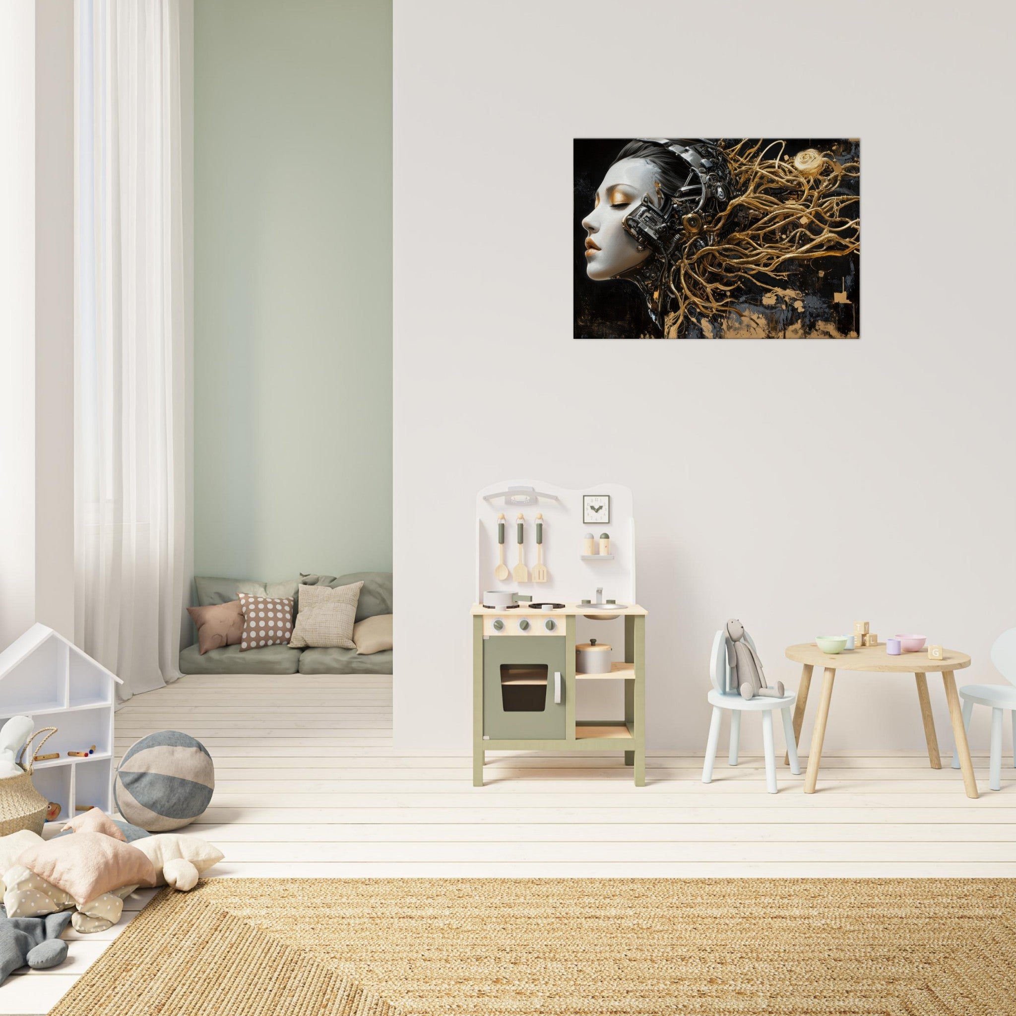 Canvas Landscape - Surrealist Hybrid Queen on a Biomechanical Thrown 5 - Shop Ai Art WebShop - Digital Art online Store