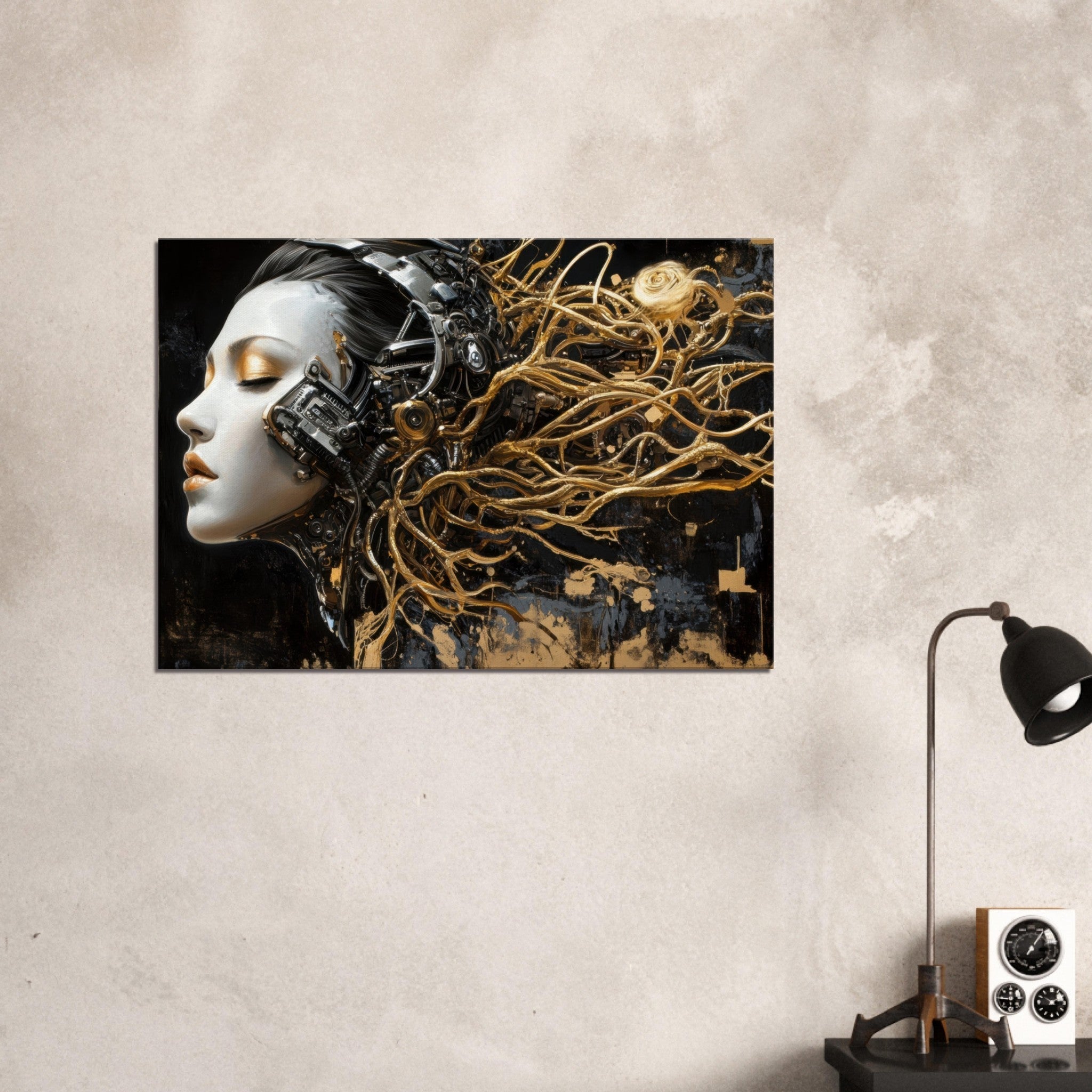 Canvas Landscape - Surrealist Hybrid Queen on a Biomechanical Thrown 5 - Shop Ai Art WebShop - Digital Art online Store