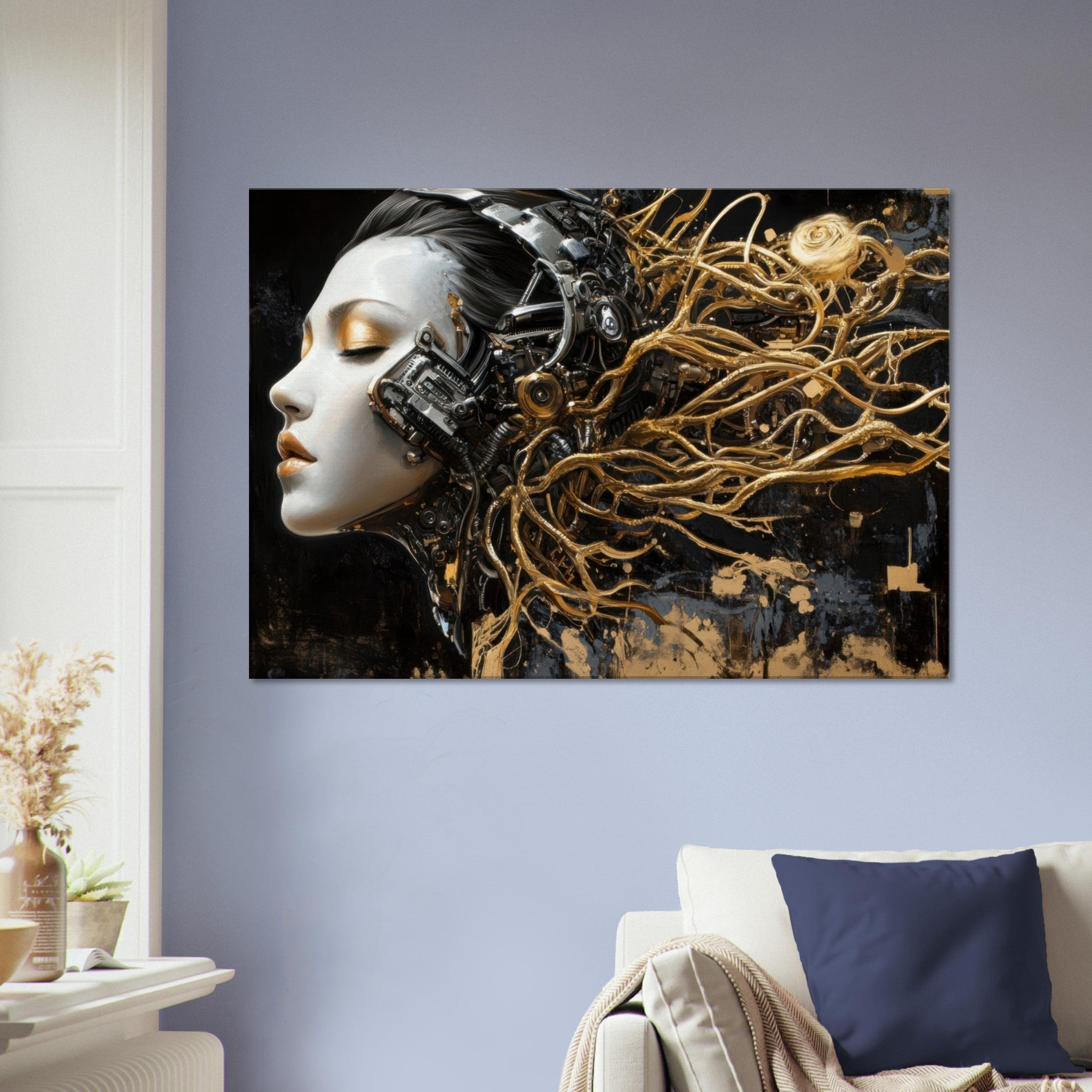 Canvas Landscape - Surrealist Hybrid Queen on a Biomechanical Thrown 5 - Shop Ai Art WebShop - Digital Art online Store