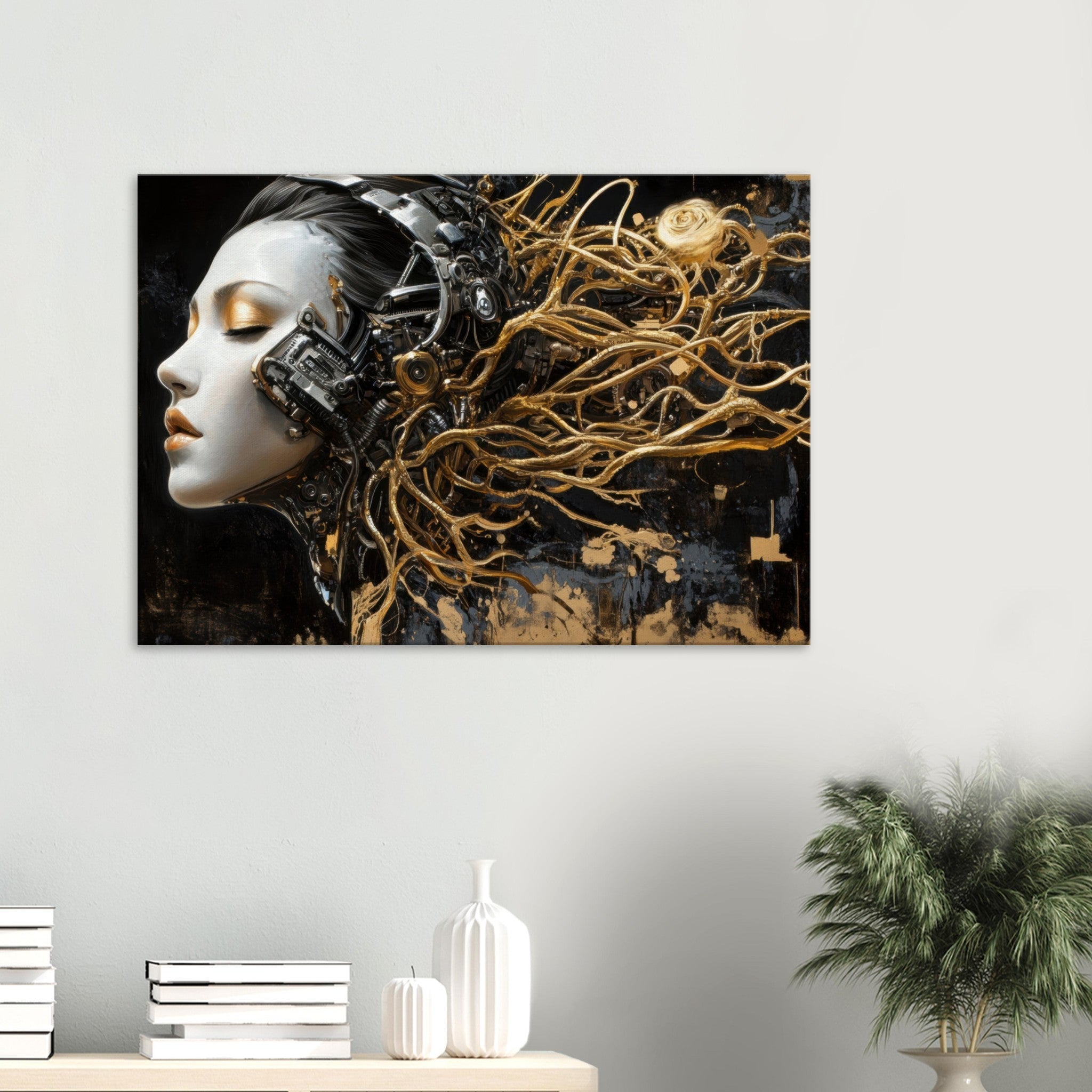 Canvas Landscape - Surrealist Hybrid Queen on a Biomechanical Thrown 5 - Shop Ai Art WebShop - Digital Art online Store