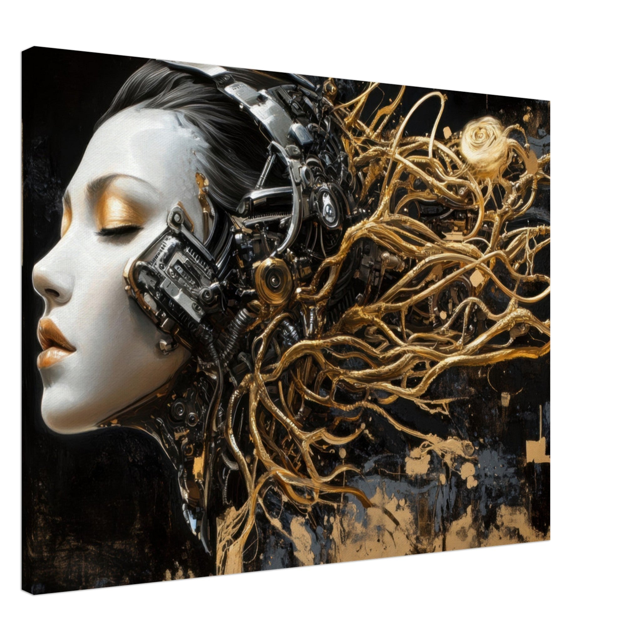 Canvas Landscape - Surrealist Hybrid Queen on a Biomechanical Thrown 5 - Shop Ai Art WebShop - Digital Art online Store
