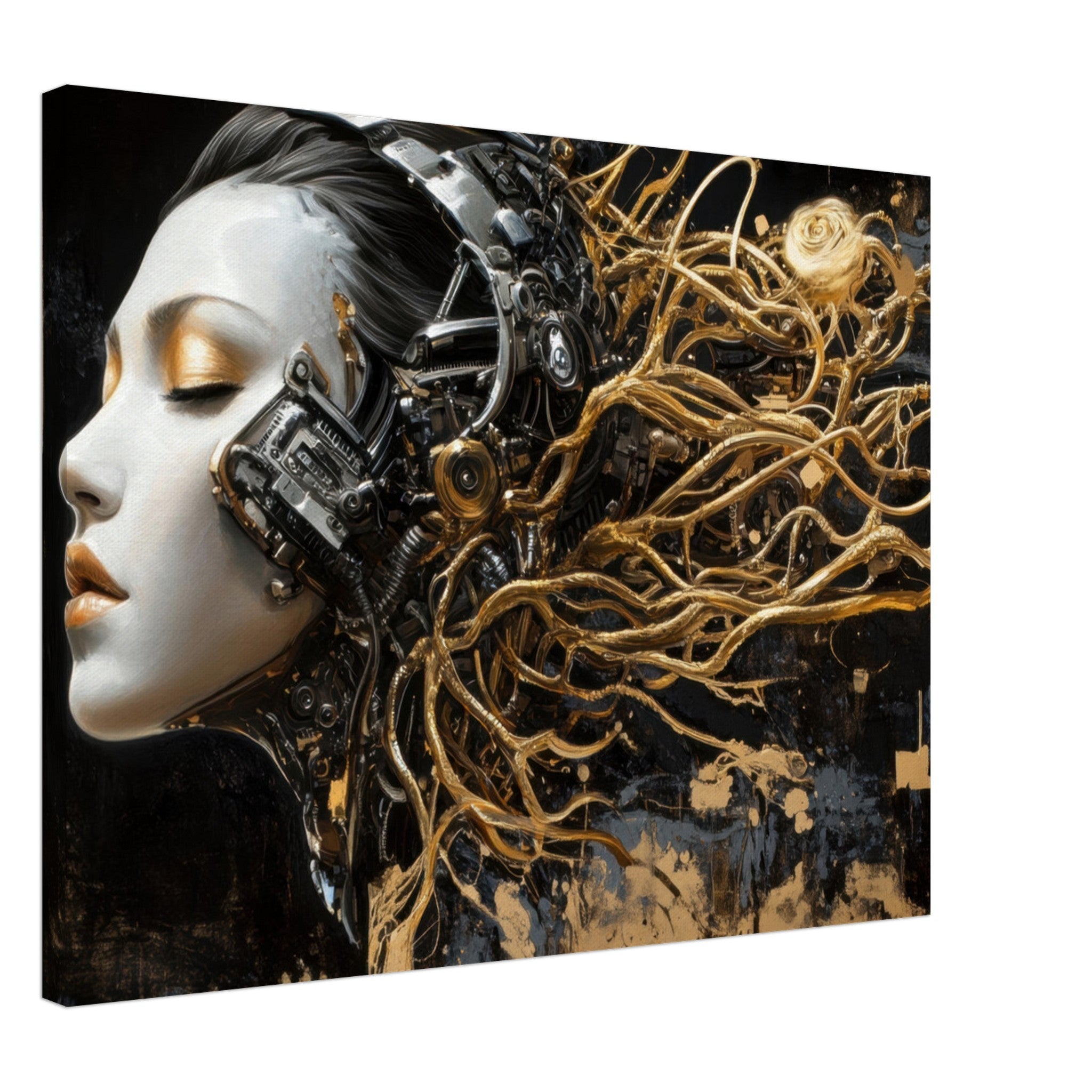 Canvas Landscape - Surrealist Hybrid Queen on a Biomechanical Thrown 5 - Shop Ai Art WebShop - Digital Art online Store