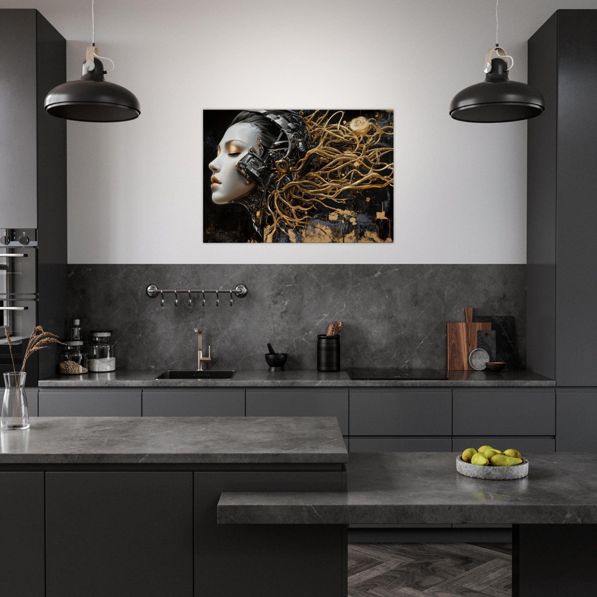 Canvas Landscape - Surrealist Hybrid Queen on a Biomechanical Thrown 5 - Shop Ai Art WebShop - Digital Art online Store