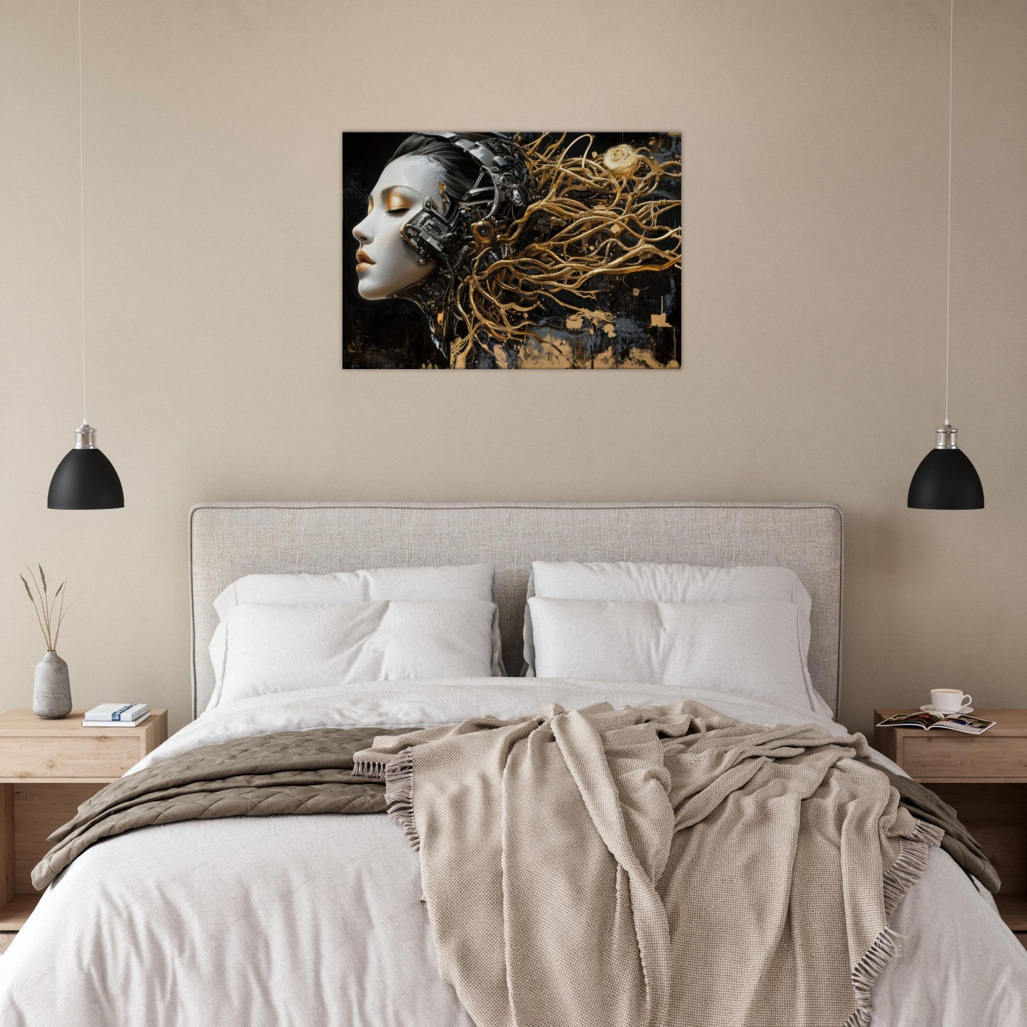 Canvas Landscape - Surrealist Hybrid Queen on a Biomechanical Thrown 5 - Shop Ai Art WebShop - Digital Art online Store