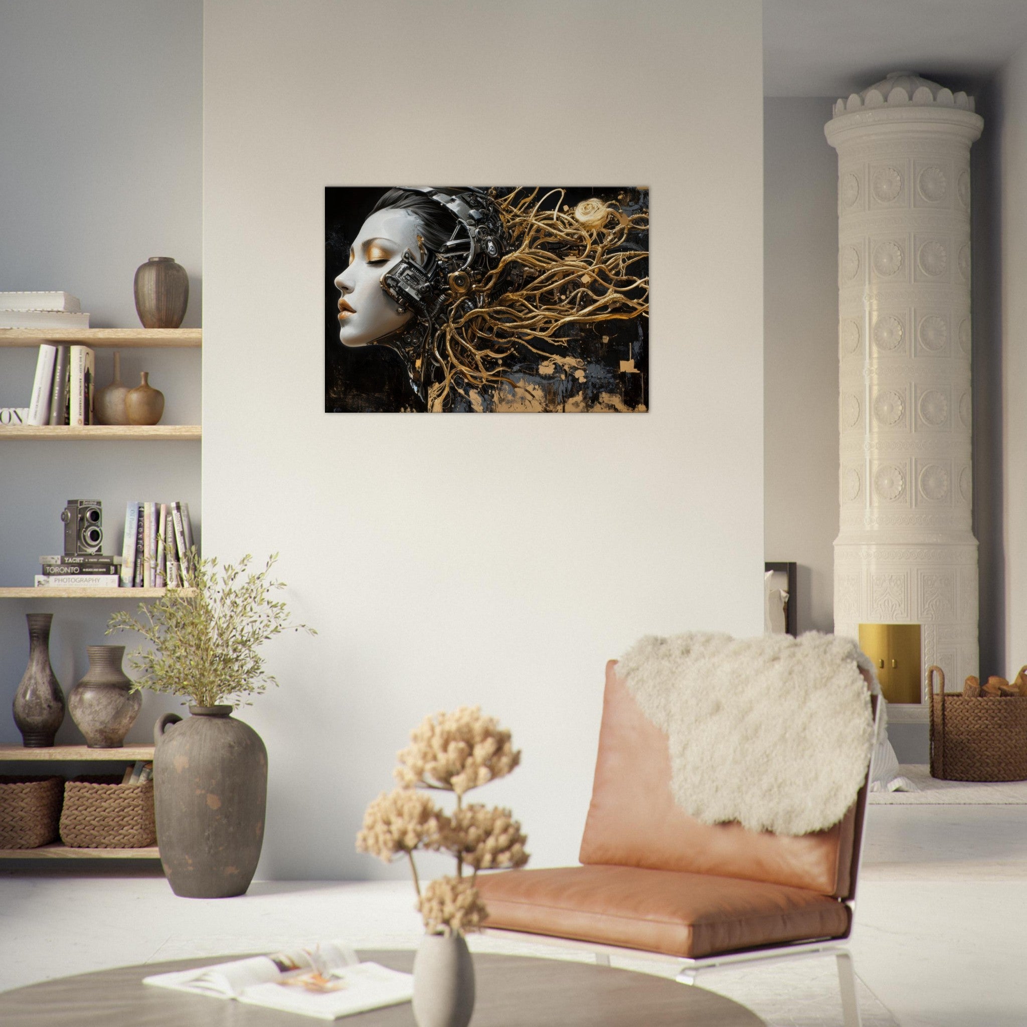 Canvas Landscape - Surrealist Hybrid Queen on a Biomechanical Thrown 5 - Shop Ai Art WebShop - Digital Art online Store