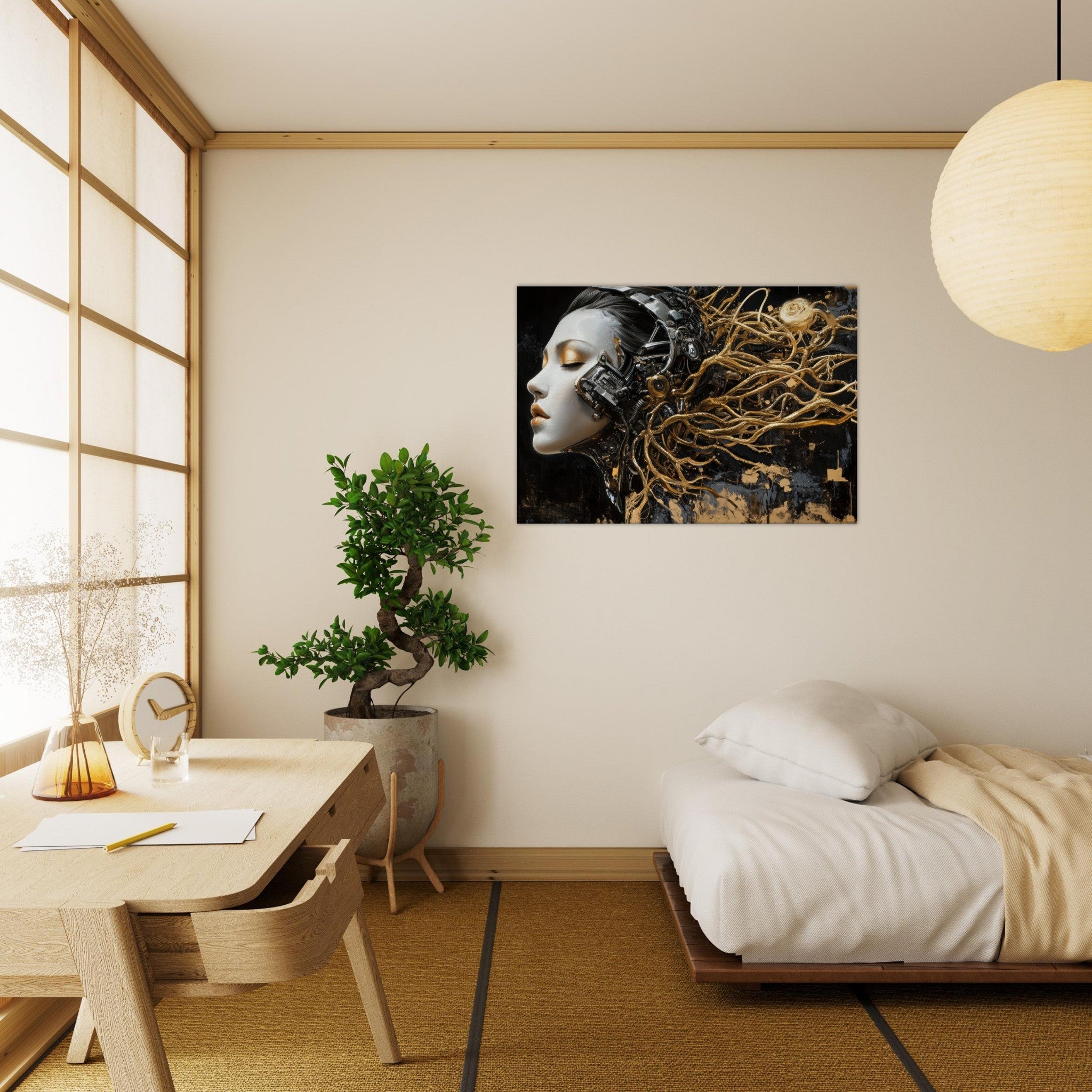 Canvas Landscape - Surrealist Hybrid Queen on a Biomechanical Thrown 5 - Shop Ai Art WebShop - Digital Art online Store