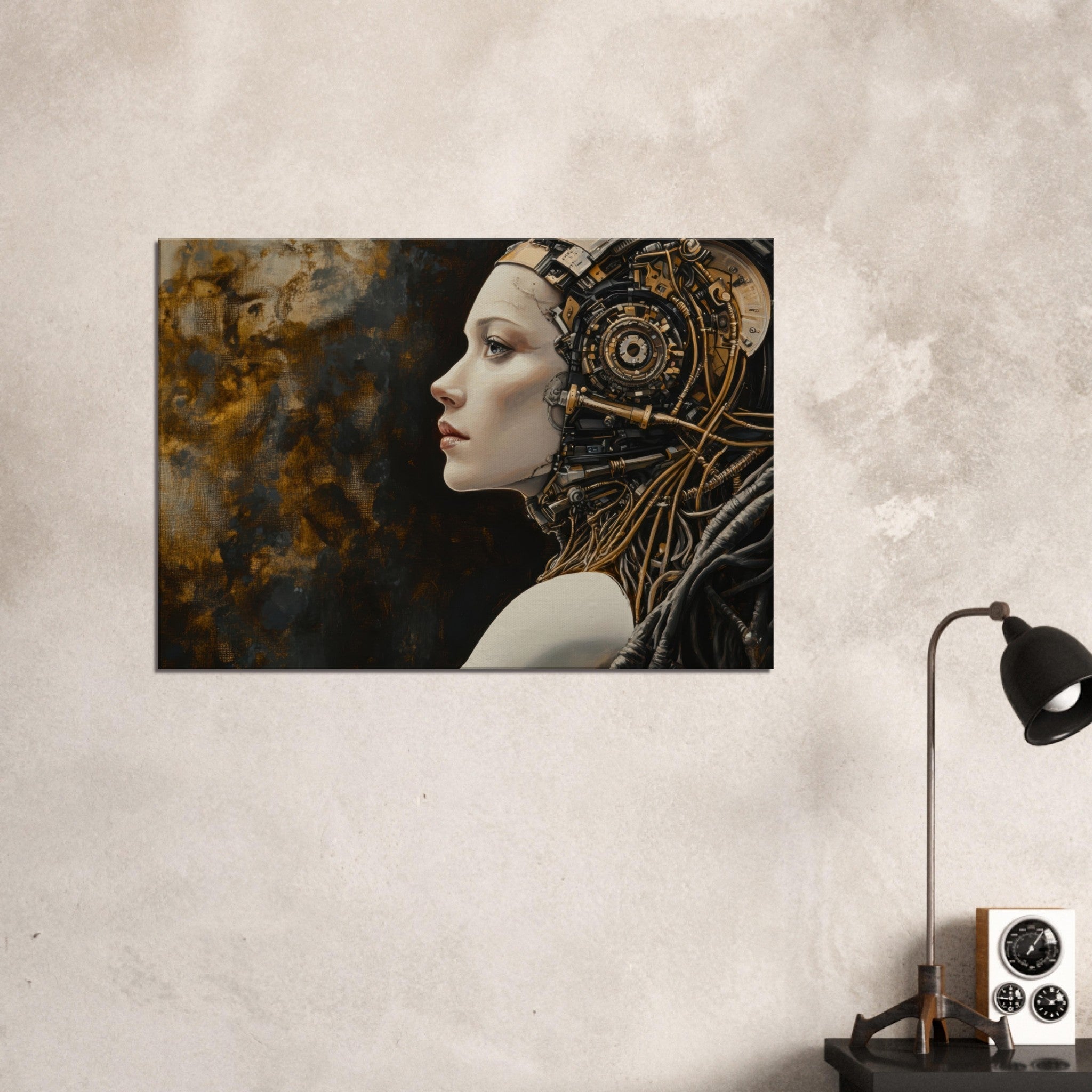Canvas Landscape - Surrealist Hybrid Queen on a Biomechanical Thrown - Shop Ai Art WebShop - Digital Art online Store