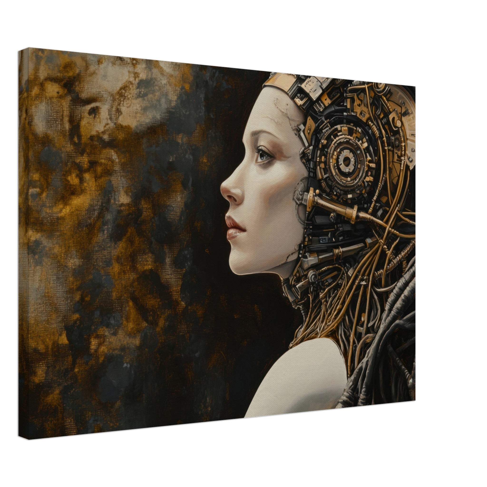 Canvas Landscape - Surrealist Hybrid Queen on a Biomechanical Thrown - Shop Ai Art WebShop - Digital Art online Store