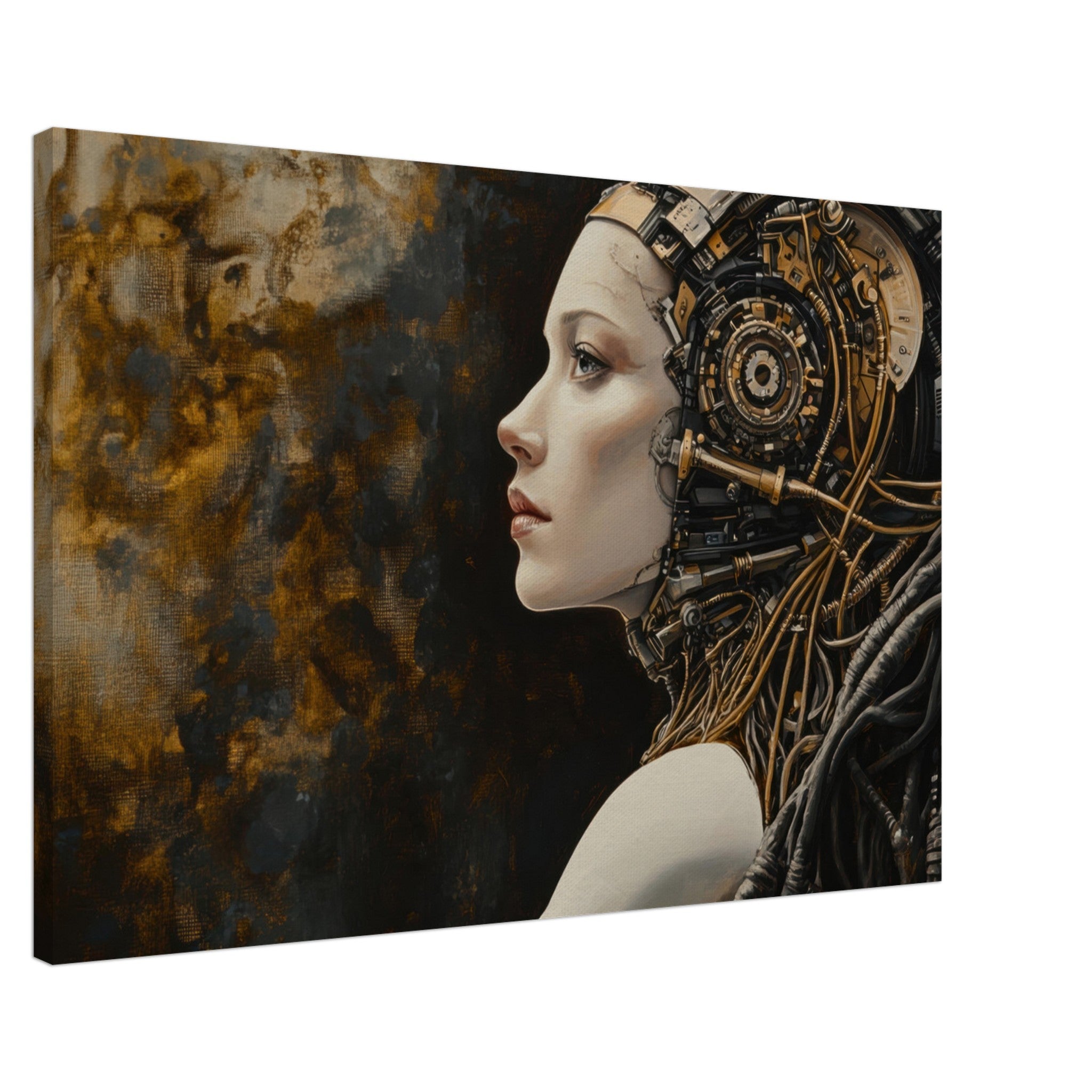 Canvas Landscape - Surrealist Hybrid Queen on a Biomechanical Thrown - Shop Ai Art WebShop - Digital Art online Store
