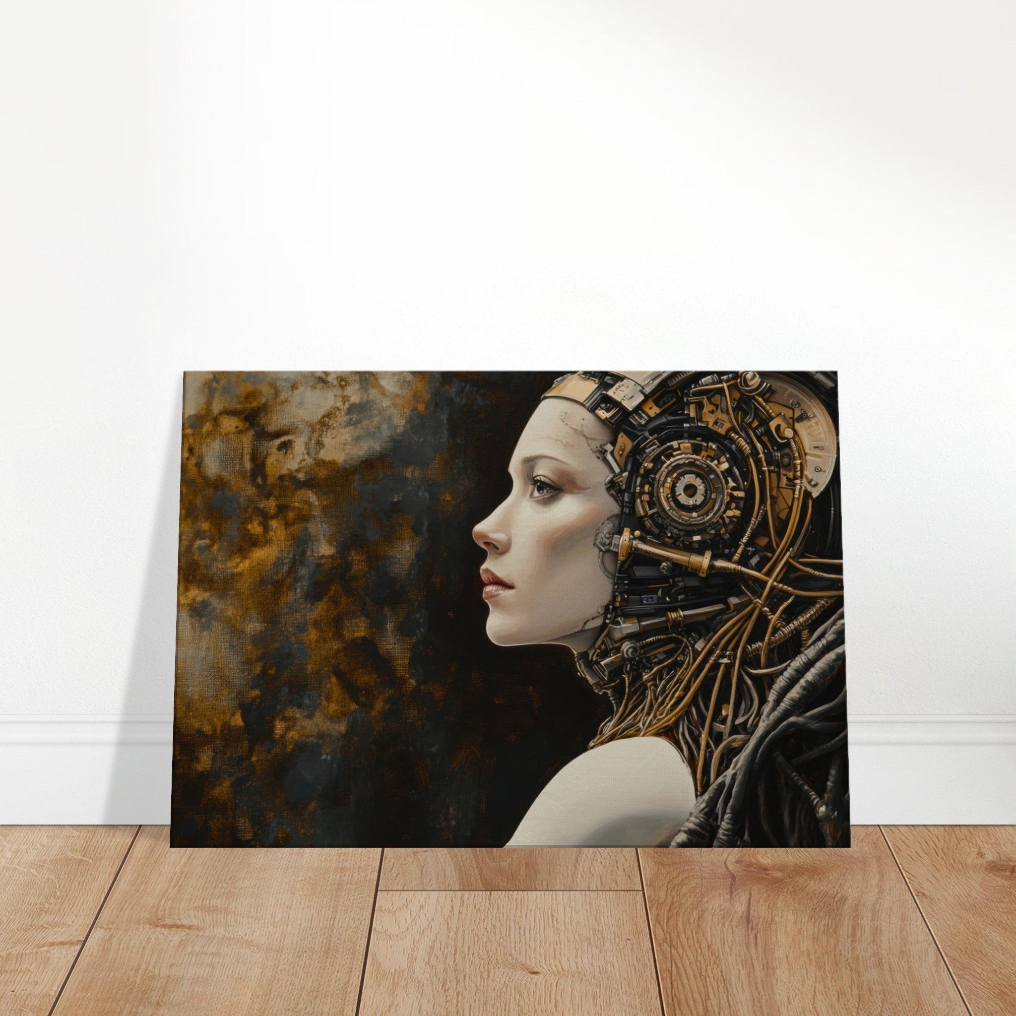 Canvas Landscape - Surrealist Hybrid Queen on a Biomechanical Thrown - Shop Ai Art WebShop - Digital Art online Store