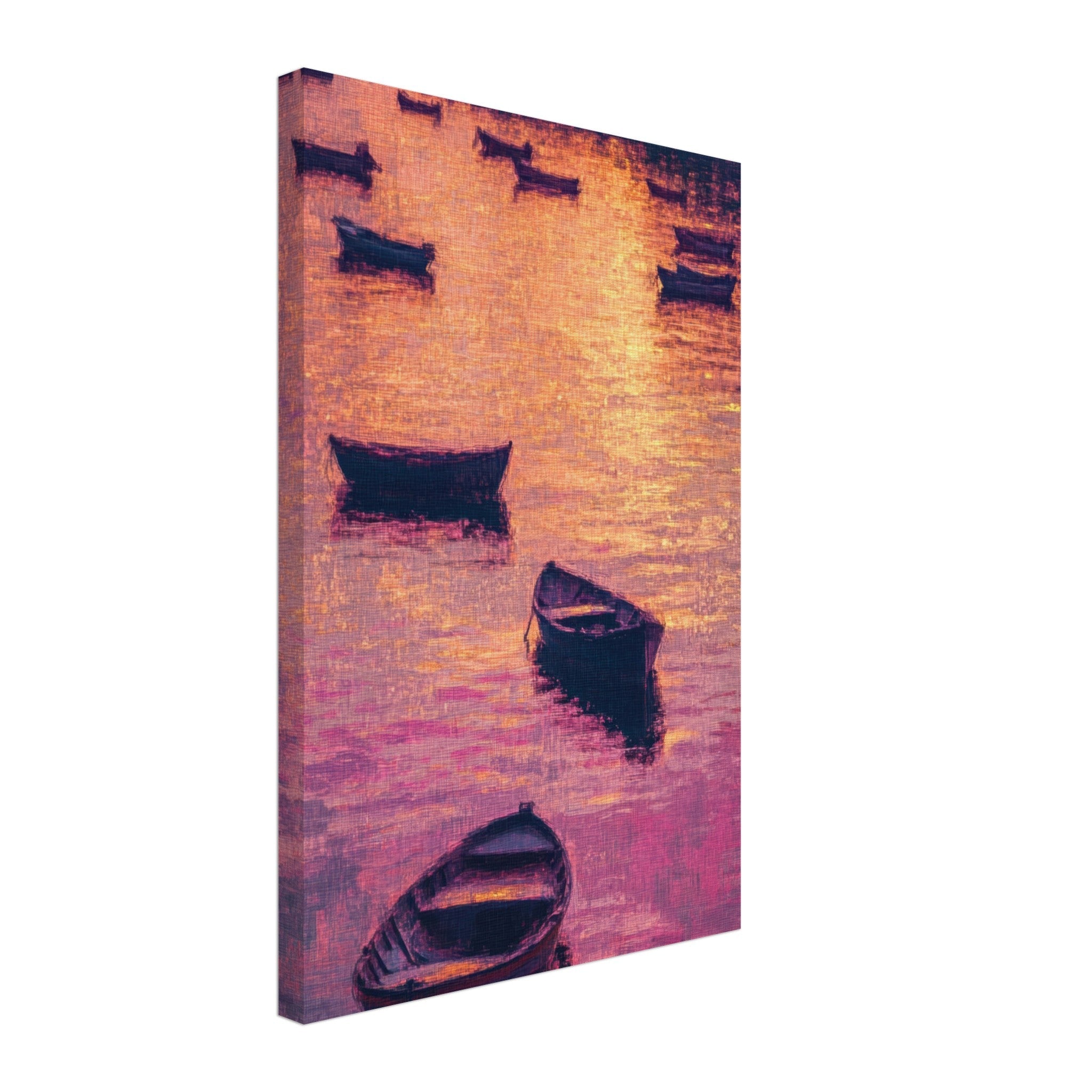 Canvas Portrait - Boats at Dusk A harbor filled with gently rocky - Shop Ai Art WebShop - Digital Art online Store