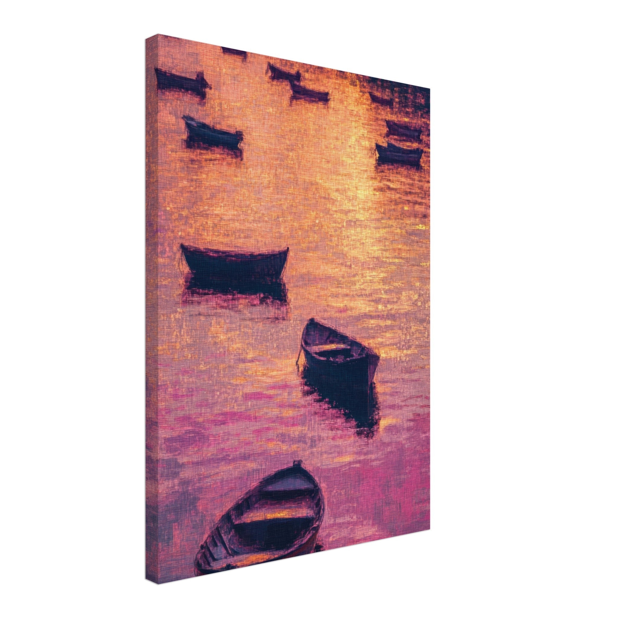 Canvas Portrait - Boats at Dusk A harbor filled with gently rocky - Shop Ai Art WebShop - Digital Art online Store