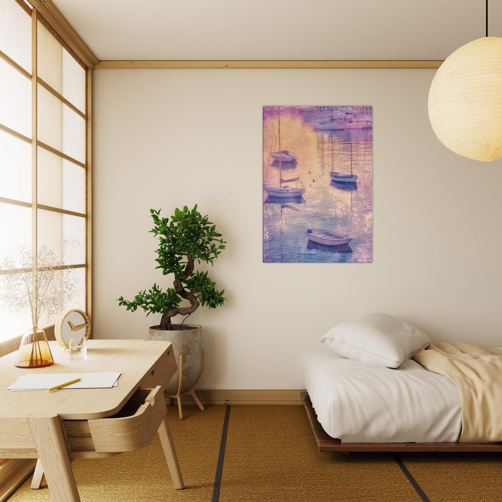 Canvas Portrait - Boats at Dusk A harbor filled with gently rocky 3 - Shop Ai Art WebShop - Digital Art online Store