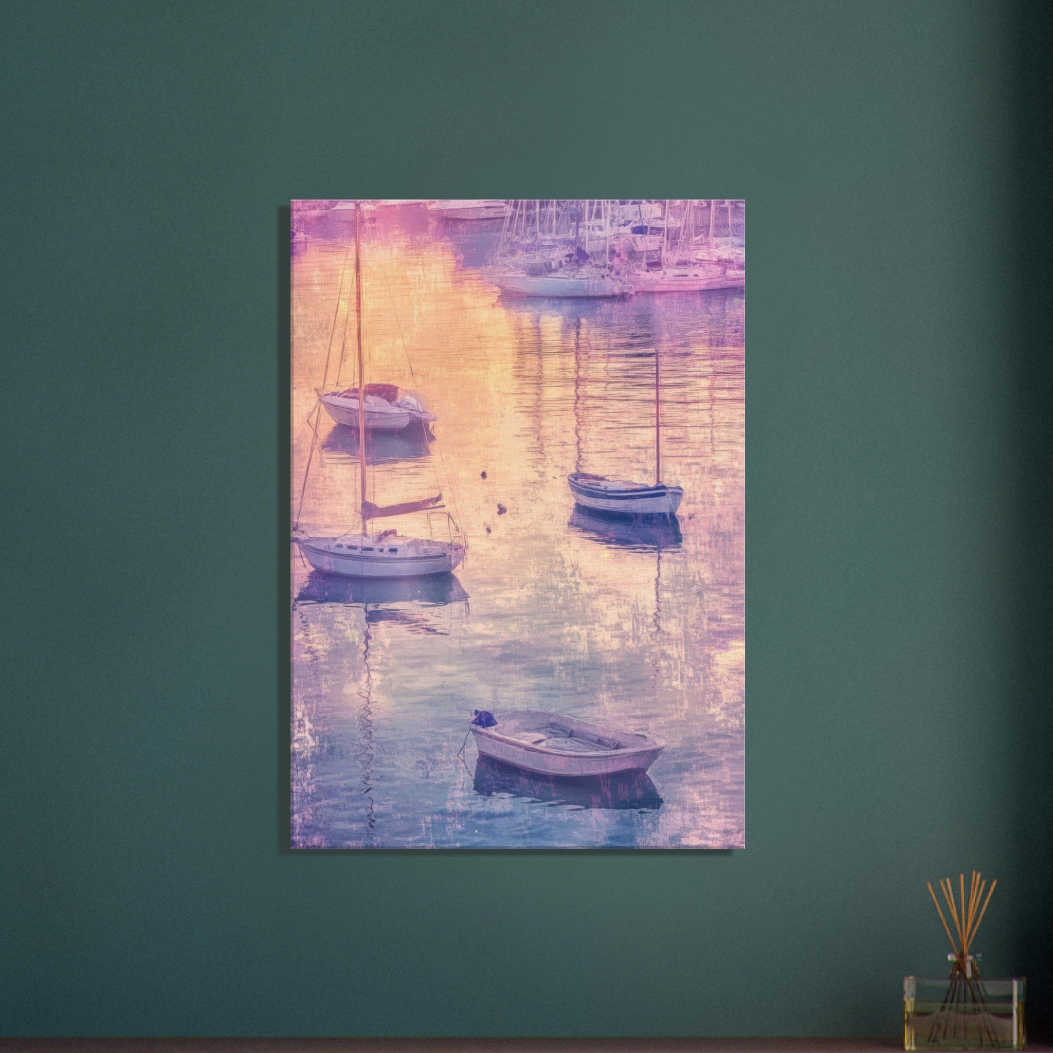 Canvas Portrait - Boats at Dusk A harbor filled with gently rocky 3 - Shop Ai Art WebShop - Digital Art online Store