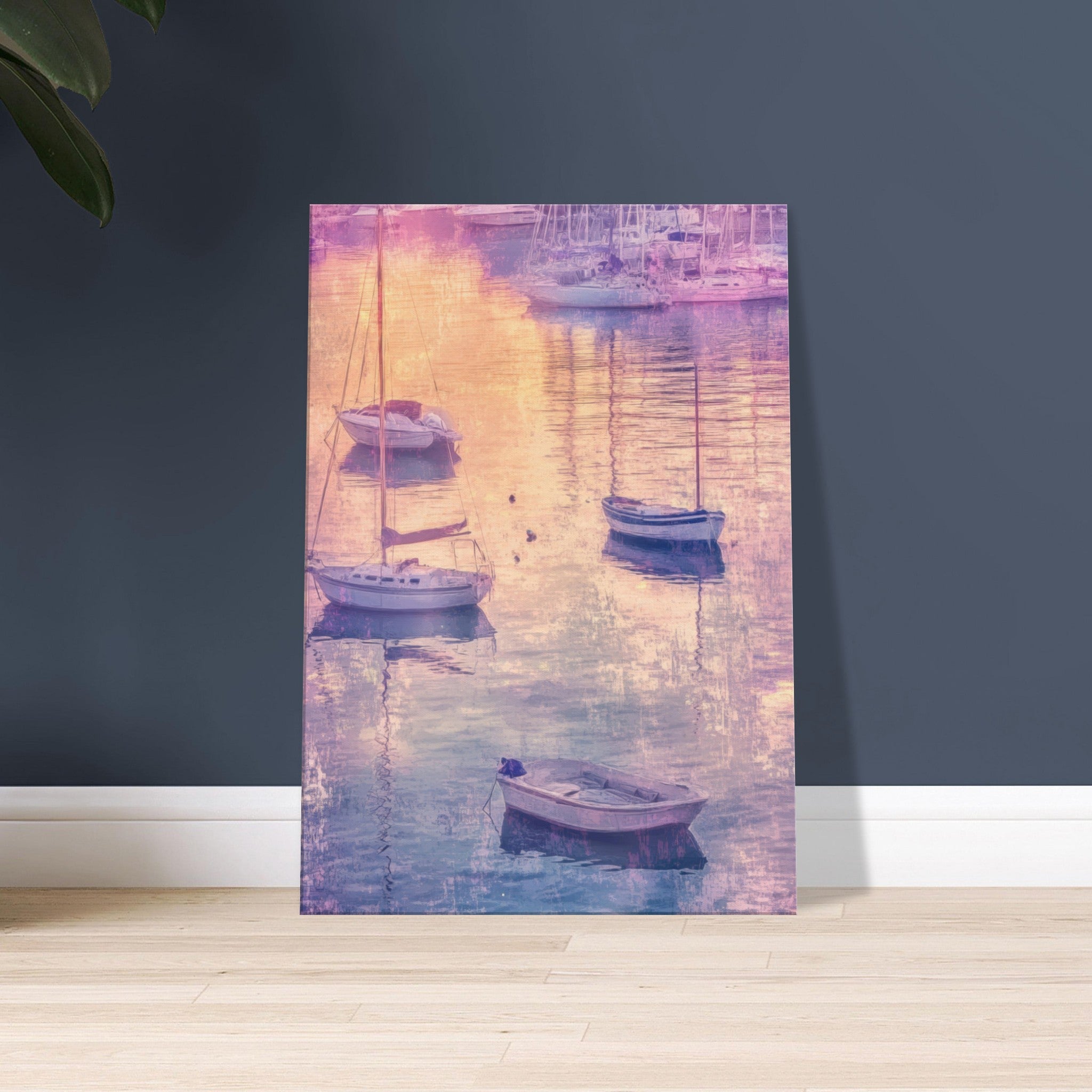 Canvas Portrait - Boats at Dusk A harbor filled with gently rocky 3 - Shop Ai Art WebShop - Digital Art online Store