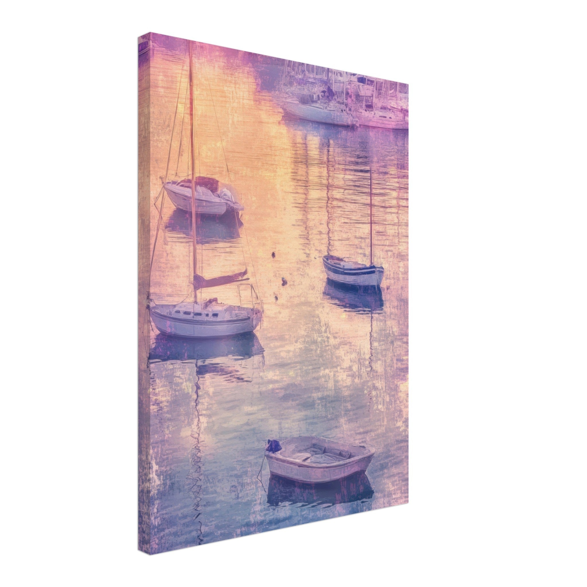 Canvas Portrait - Boats at Dusk A harbor filled with gently rocky 3 - Shop Ai Art WebShop - Digital Art online Store