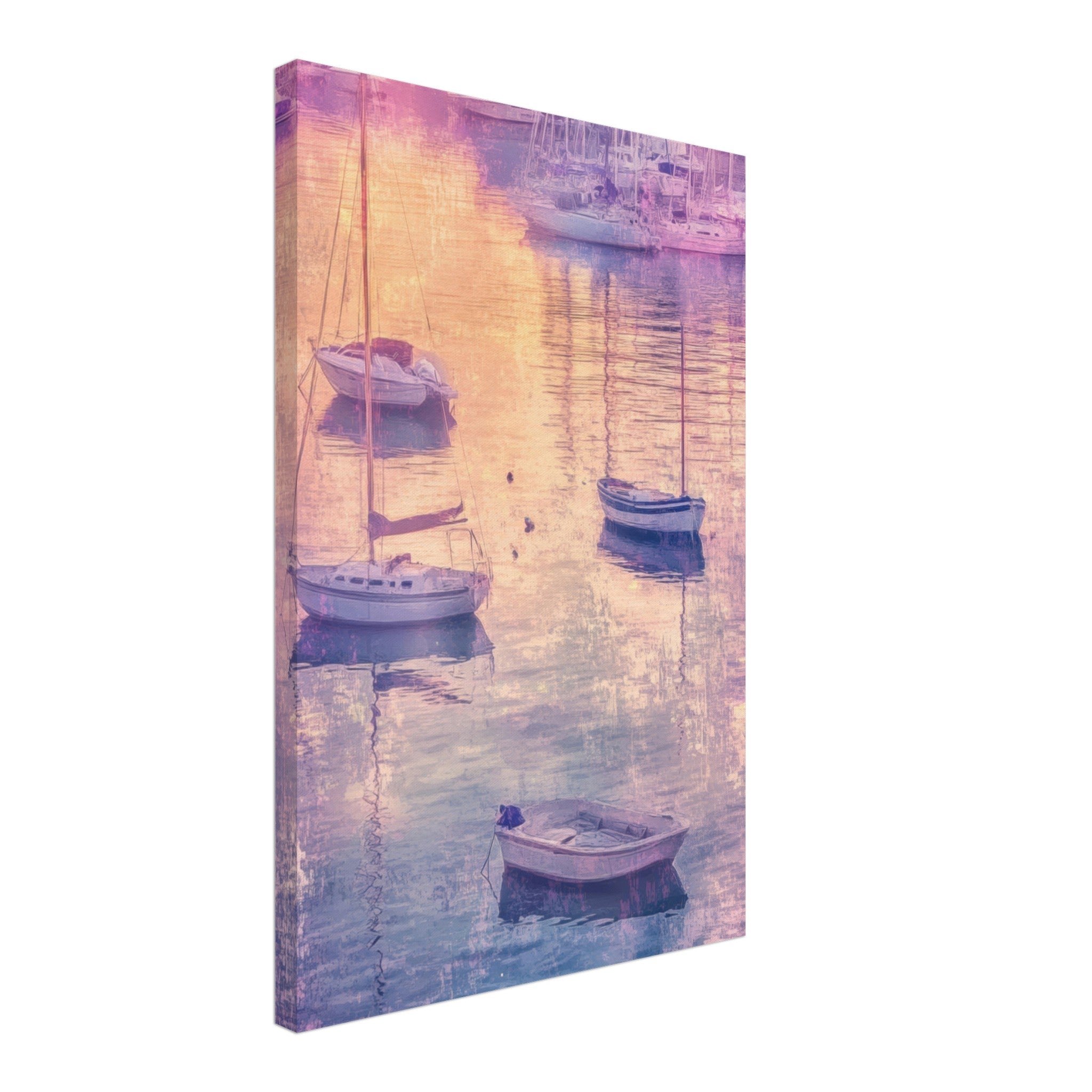 Canvas Portrait - Boats at Dusk A harbor filled with gently rocky 3 - Shop Ai Art WebShop - Digital Art online Store