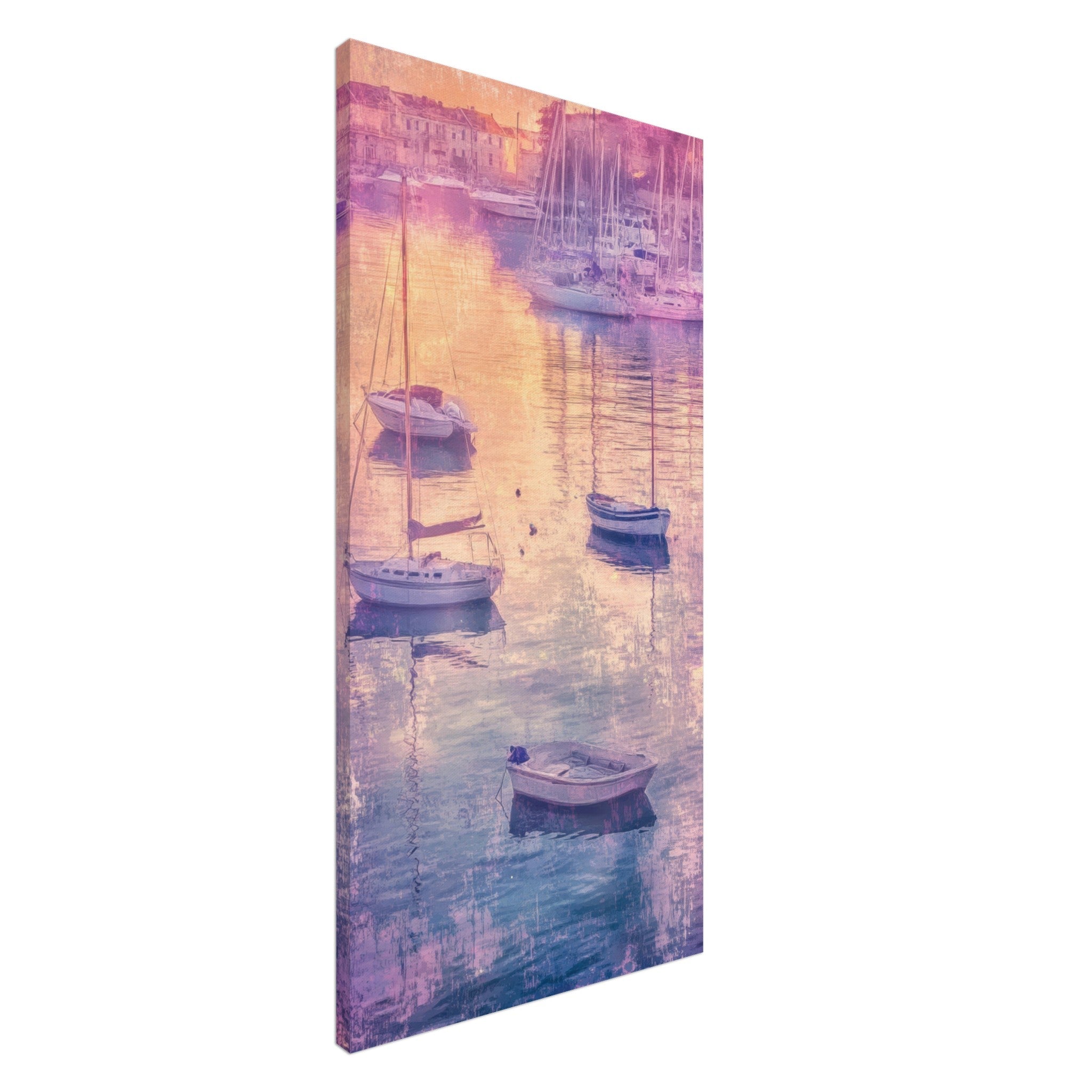 Canvas Portrait - Boats at Dusk A harbor filled with gently rocky 3 - Shop Ai Art WebShop - Digital Art online Store