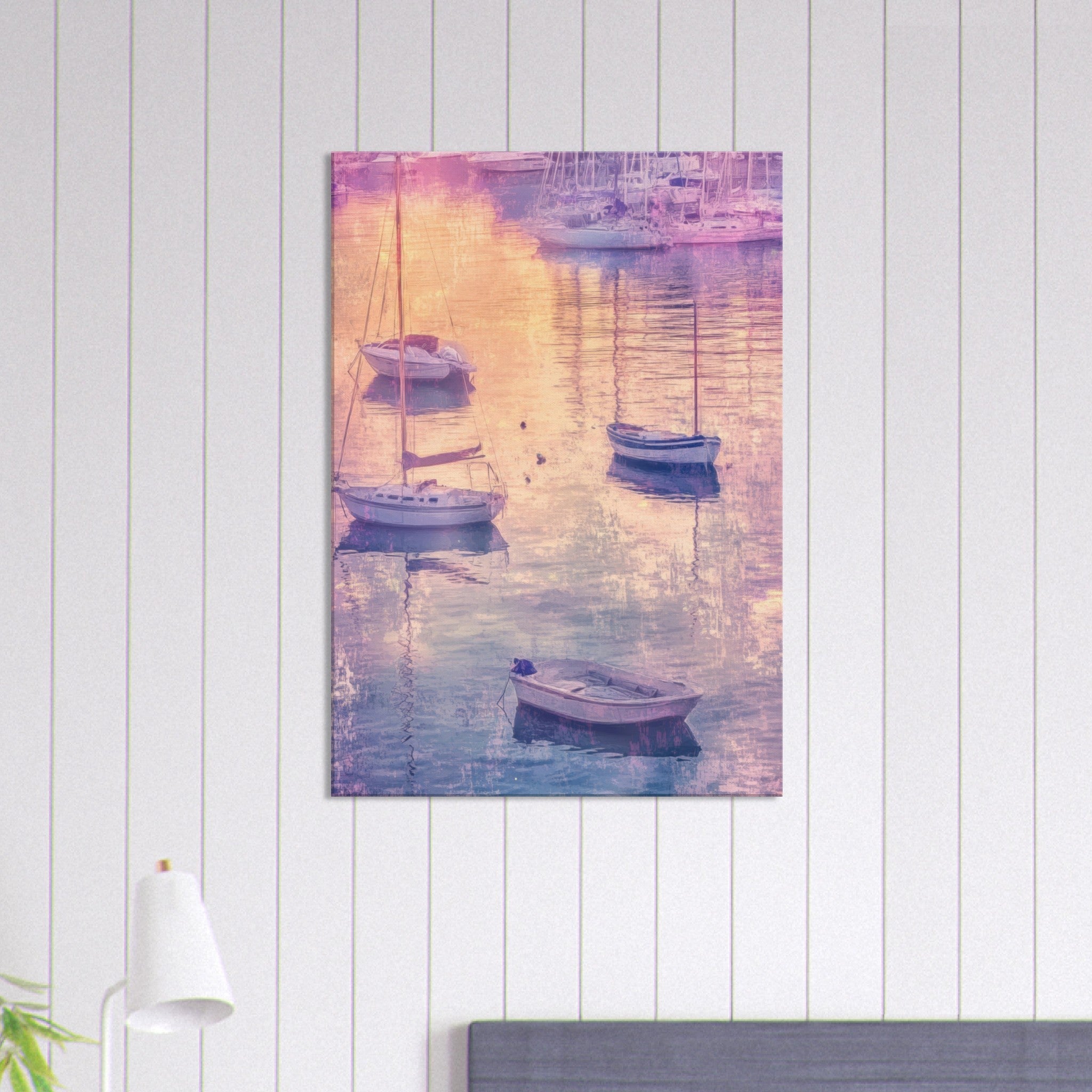 Canvas Portrait - Boats at Dusk A harbor filled with gently rocky 3 - Shop Ai Art WebShop - Digital Art online Store