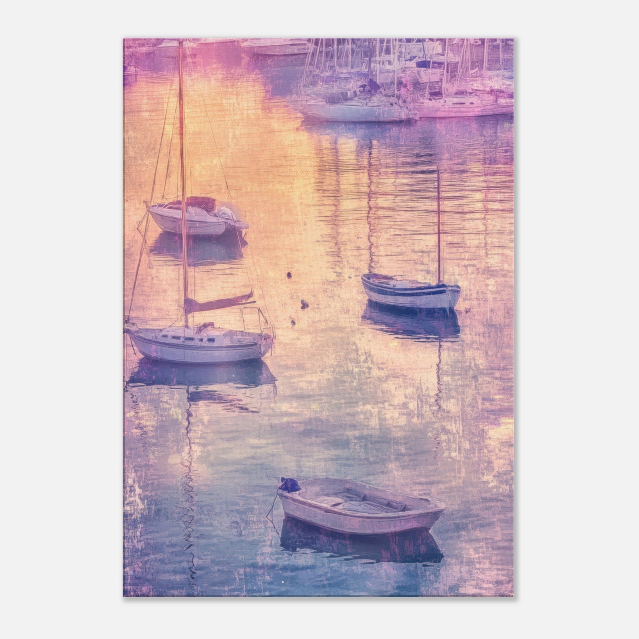 Canvas Portrait - Boats at Dusk A harbor filled with gently rocky 3 - Shop Ai Art WebShop - Digital Art online Store
