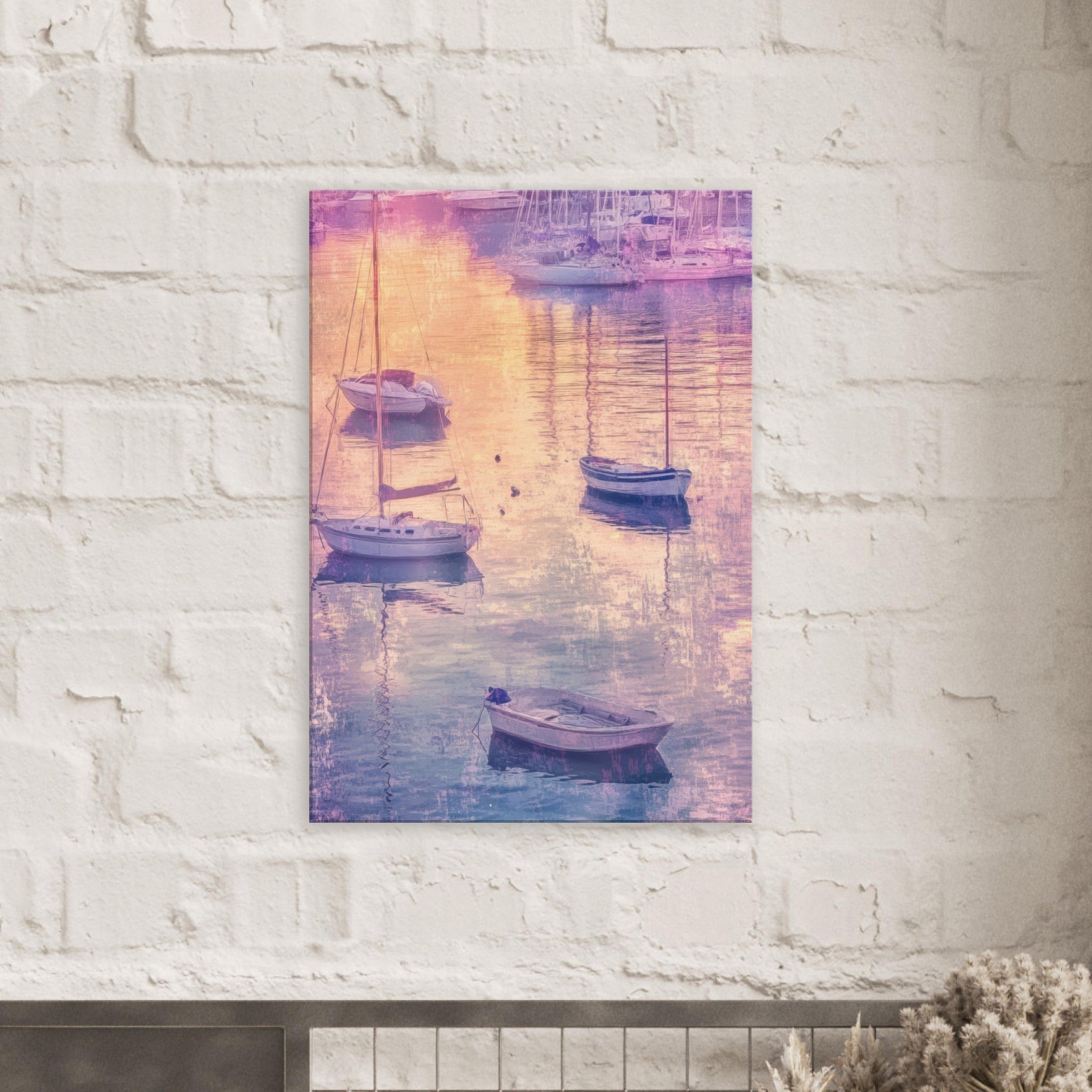Canvas Portrait - Boats at Dusk A harbor filled with gently rocky 3 - Shop Ai Art WebShop - Digital Art online Store