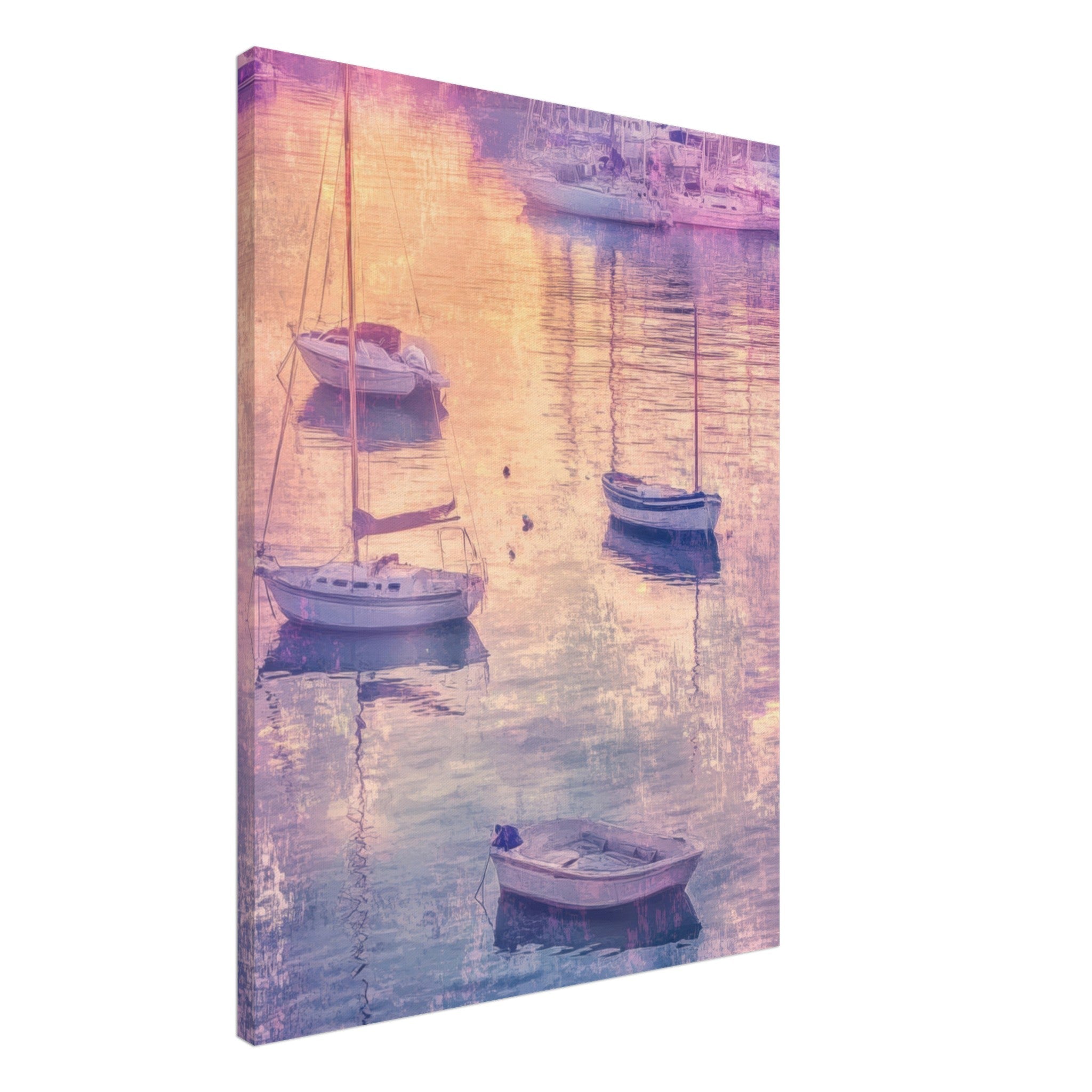 Canvas Portrait - Boats at Dusk A harbor filled with gently rocky 3 - Shop Ai Art WebShop - Digital Art online Store