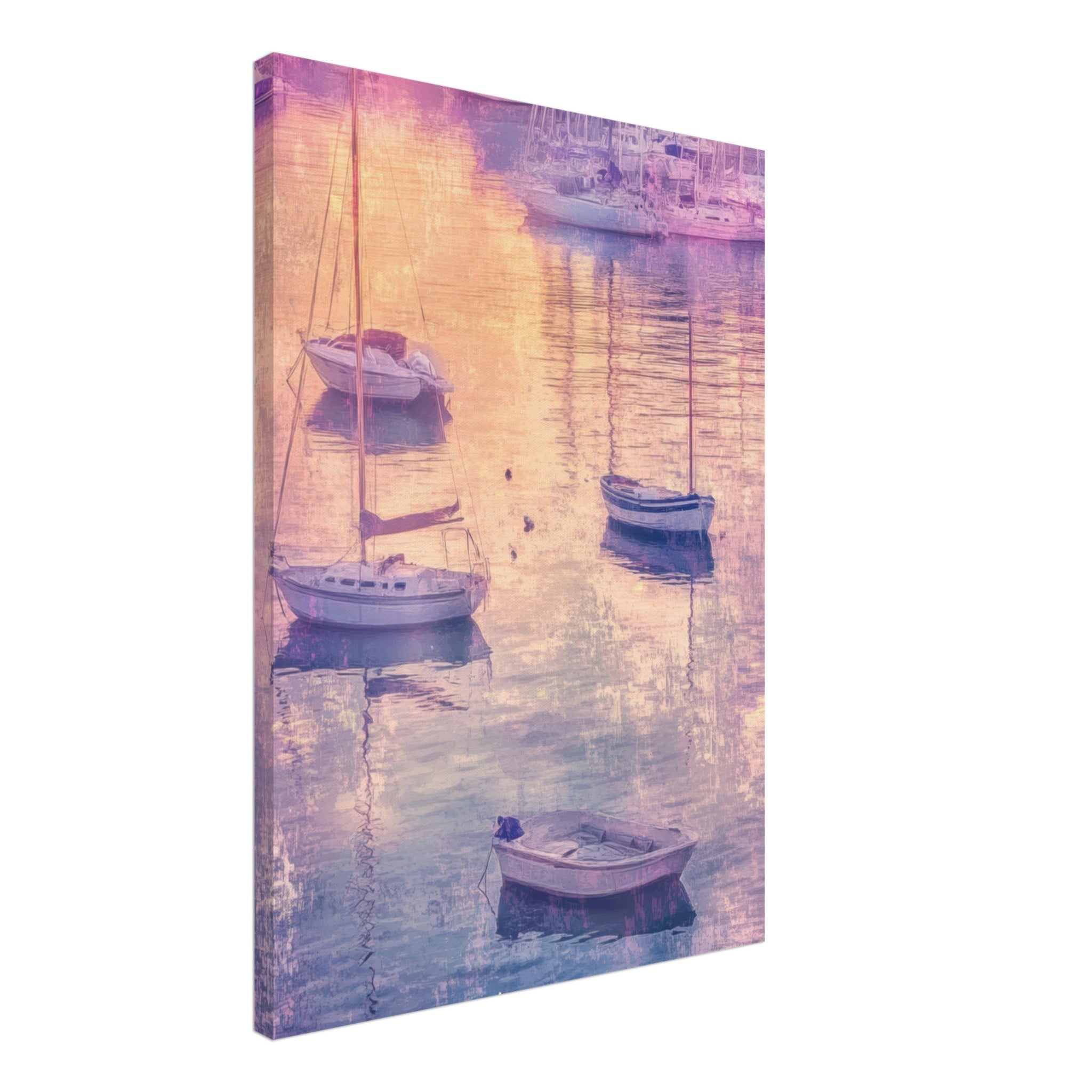 Canvas Portrait - Boats at Dusk A harbor filled with gently rocky 3 - Shop Ai Art WebShop - Digital Art online Store