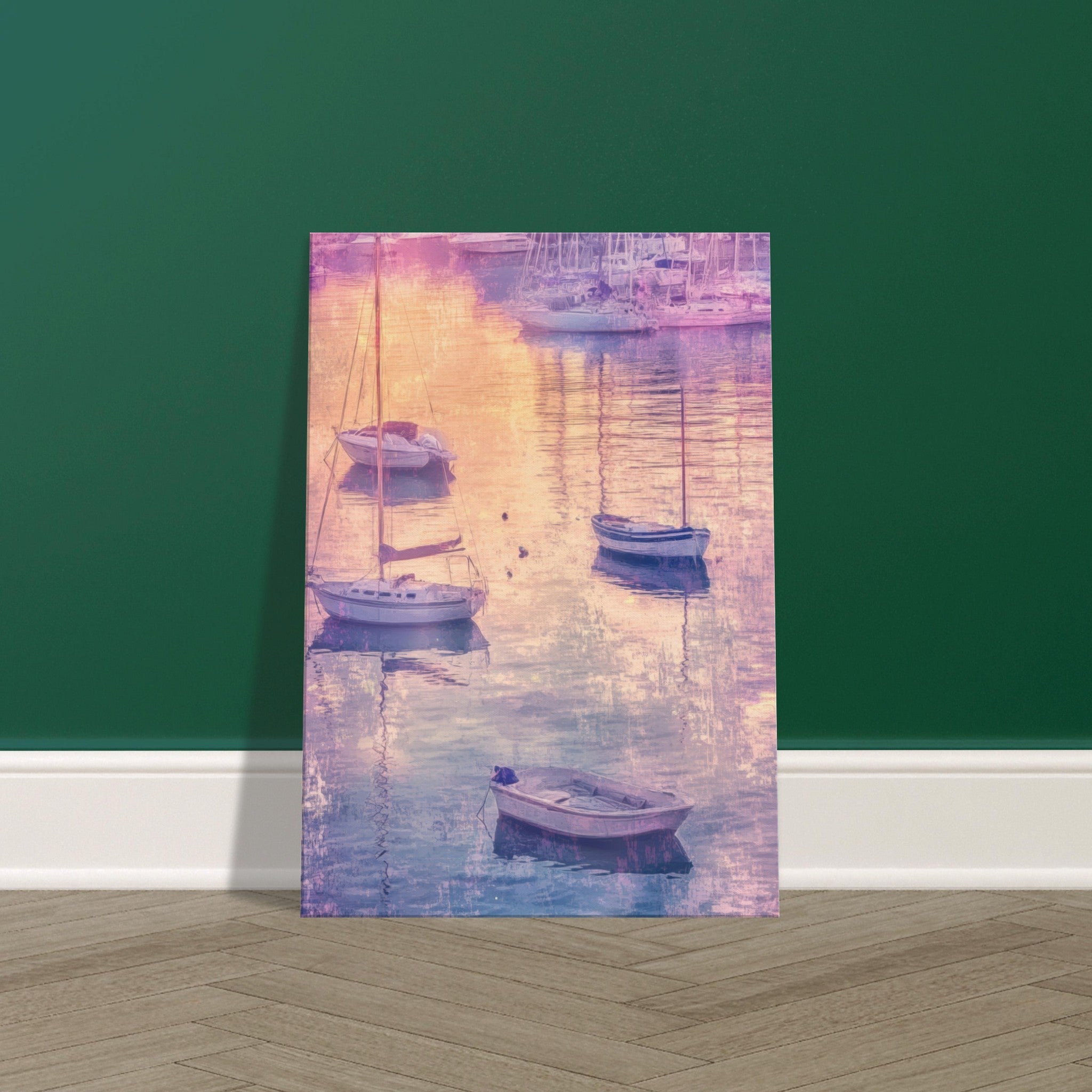 Canvas Portrait - Boats at Dusk A harbor filled with gently rocky 3 - Shop Ai Art WebShop - Digital Art online Store