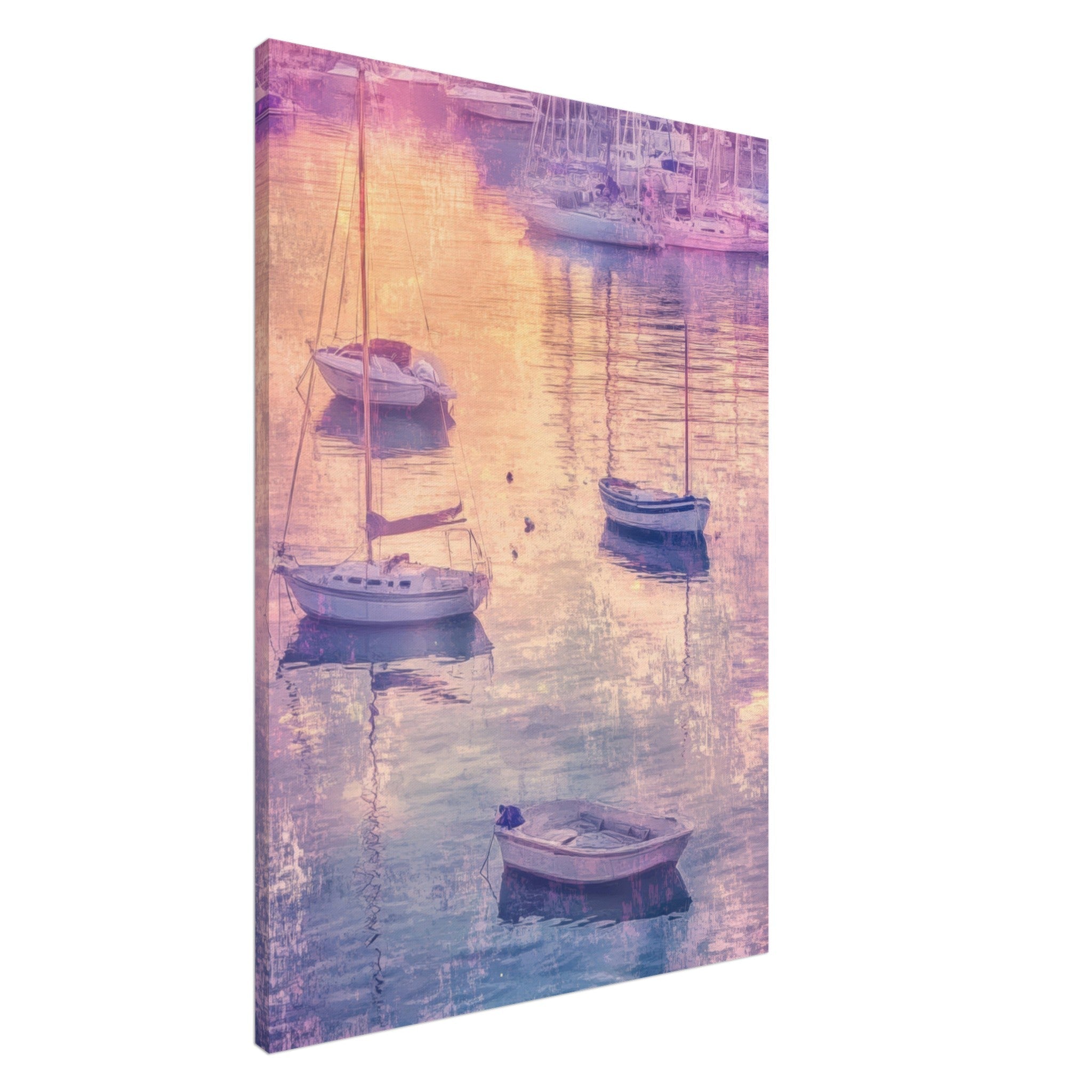 Canvas Portrait - Boats at Dusk A harbor filled with gently rocky 3 - Shop Ai Art WebShop - Digital Art online Store