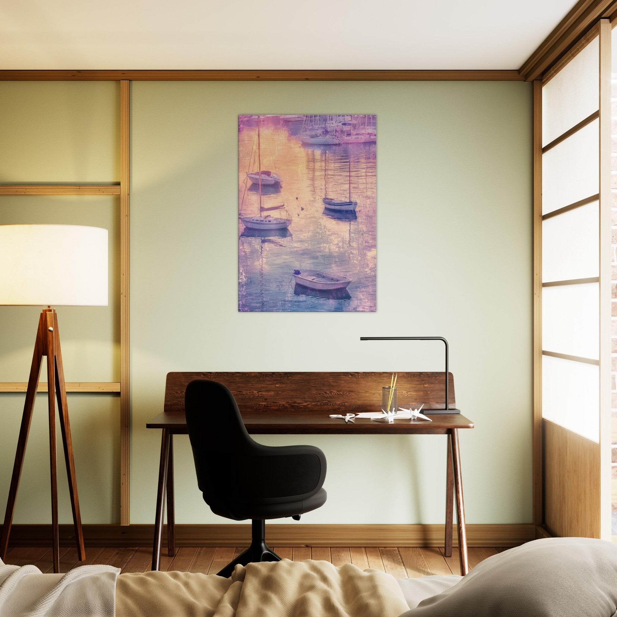 Canvas Portrait - Boats at Dusk A harbor filled with gently rocky 3 - Shop Ai Art WebShop - Digital Art online Store