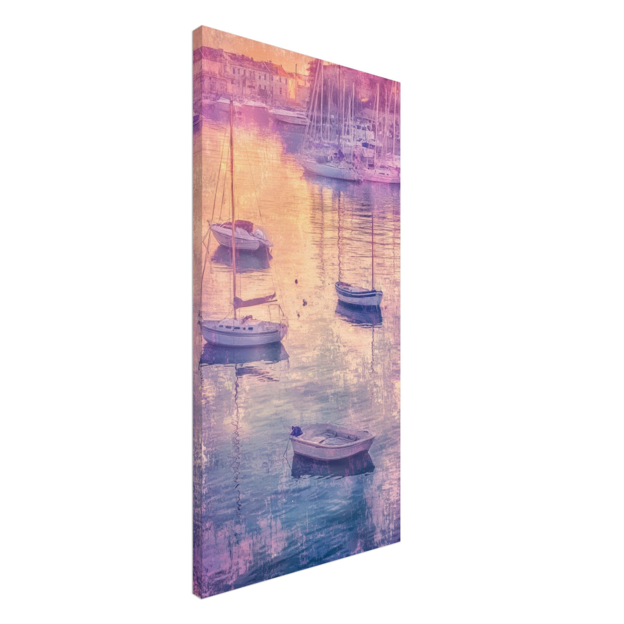 Canvas Portrait - Boats at Dusk A harbor filled with gently rocky 3 - Shop Ai Art WebShop - Digital Art online Store