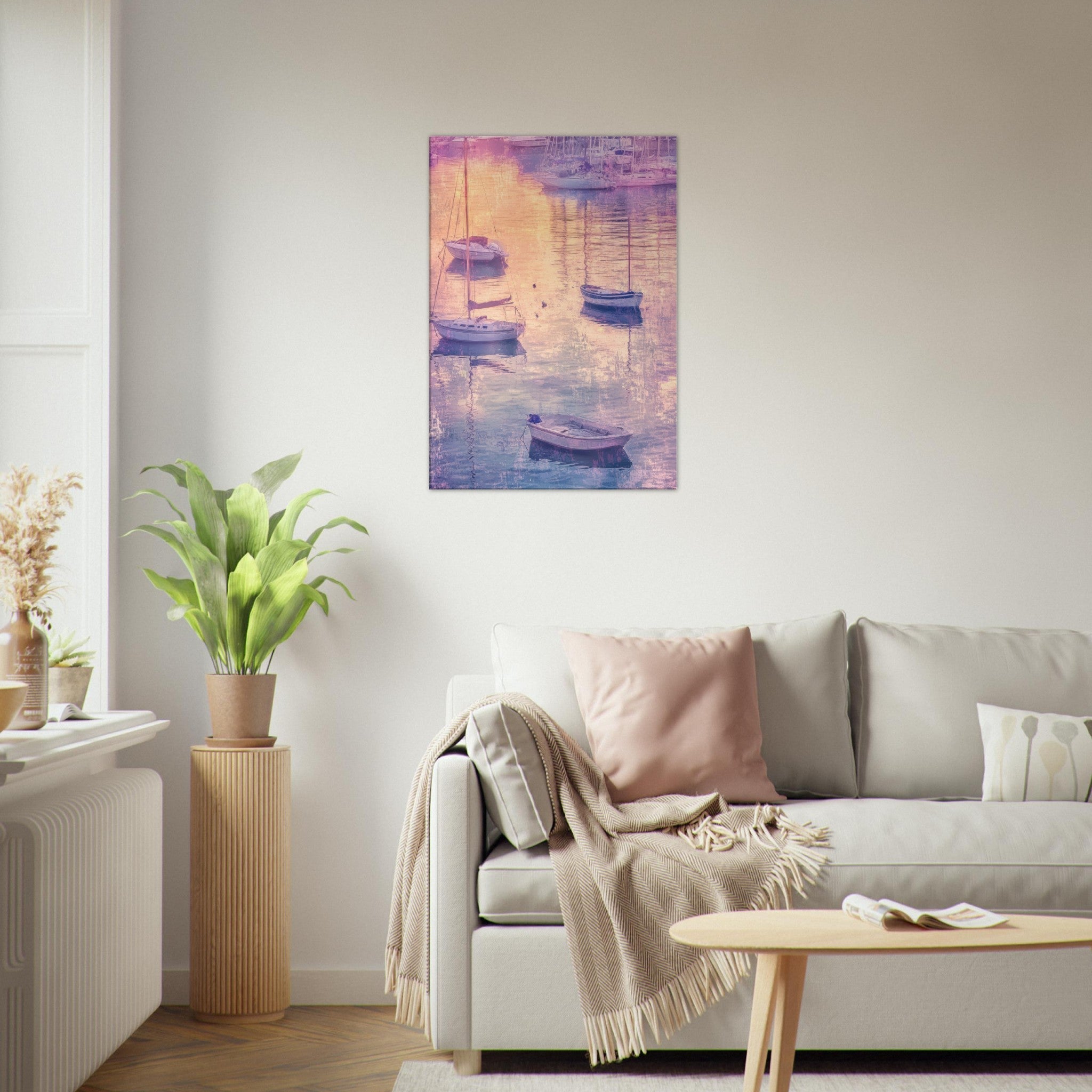 Canvas Portrait - Boats at Dusk A harbor filled with gently rocky 3 - Shop Ai Art WebShop - Digital Art online Store