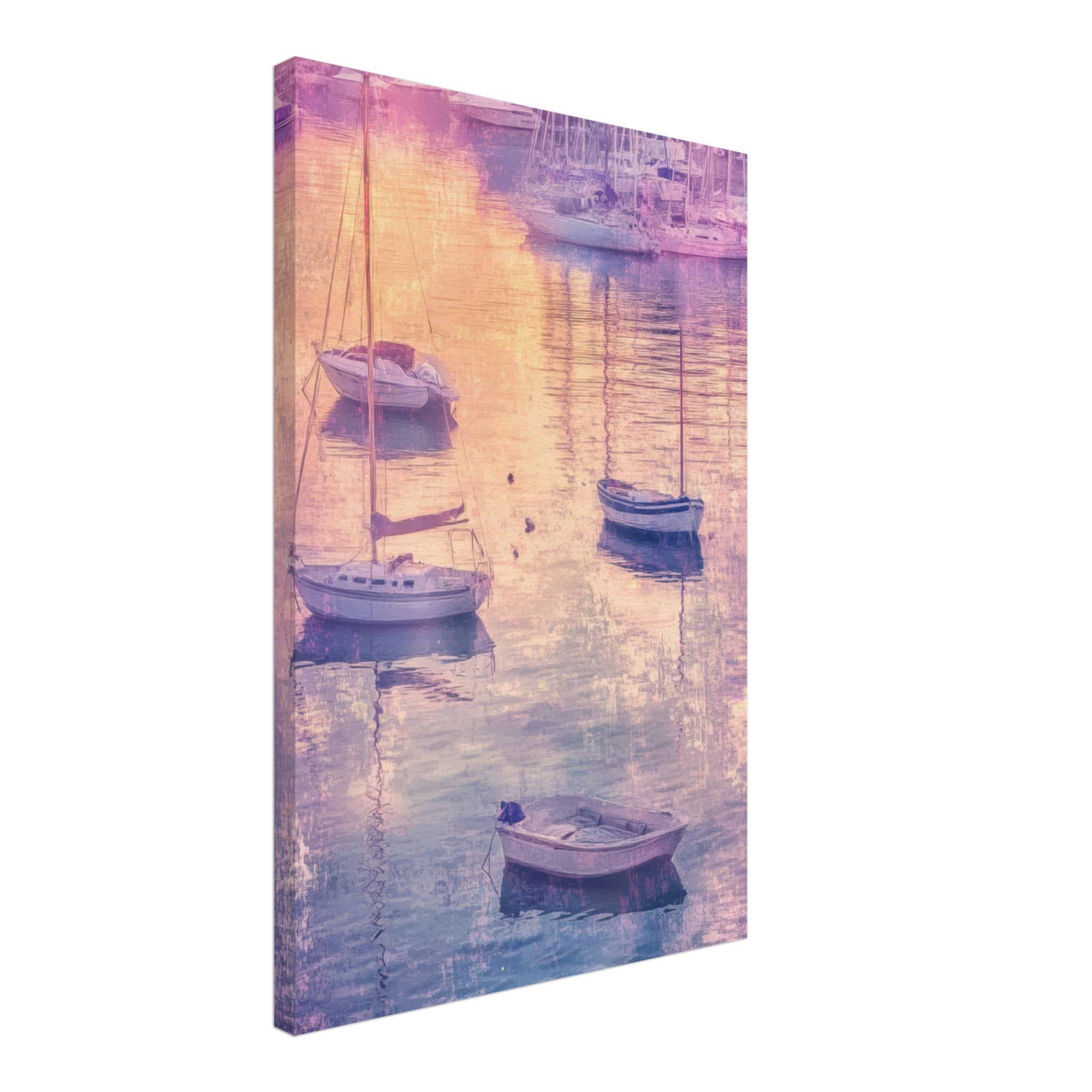 Canvas Portrait - Boats at Dusk A harbor filled with gently rocky 3 - Shop Ai Art WebShop - Digital Art online Store