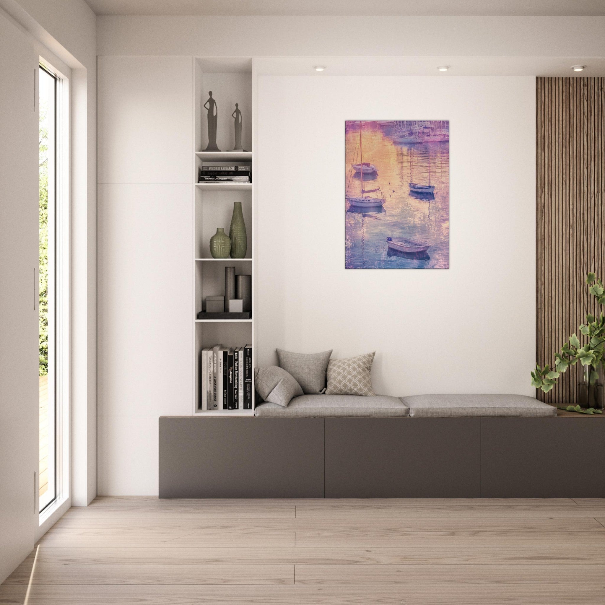 Canvas Portrait - Boats at Dusk A harbor filled with gently rocky 3 - Shop Ai Art WebShop - Digital Art online Store