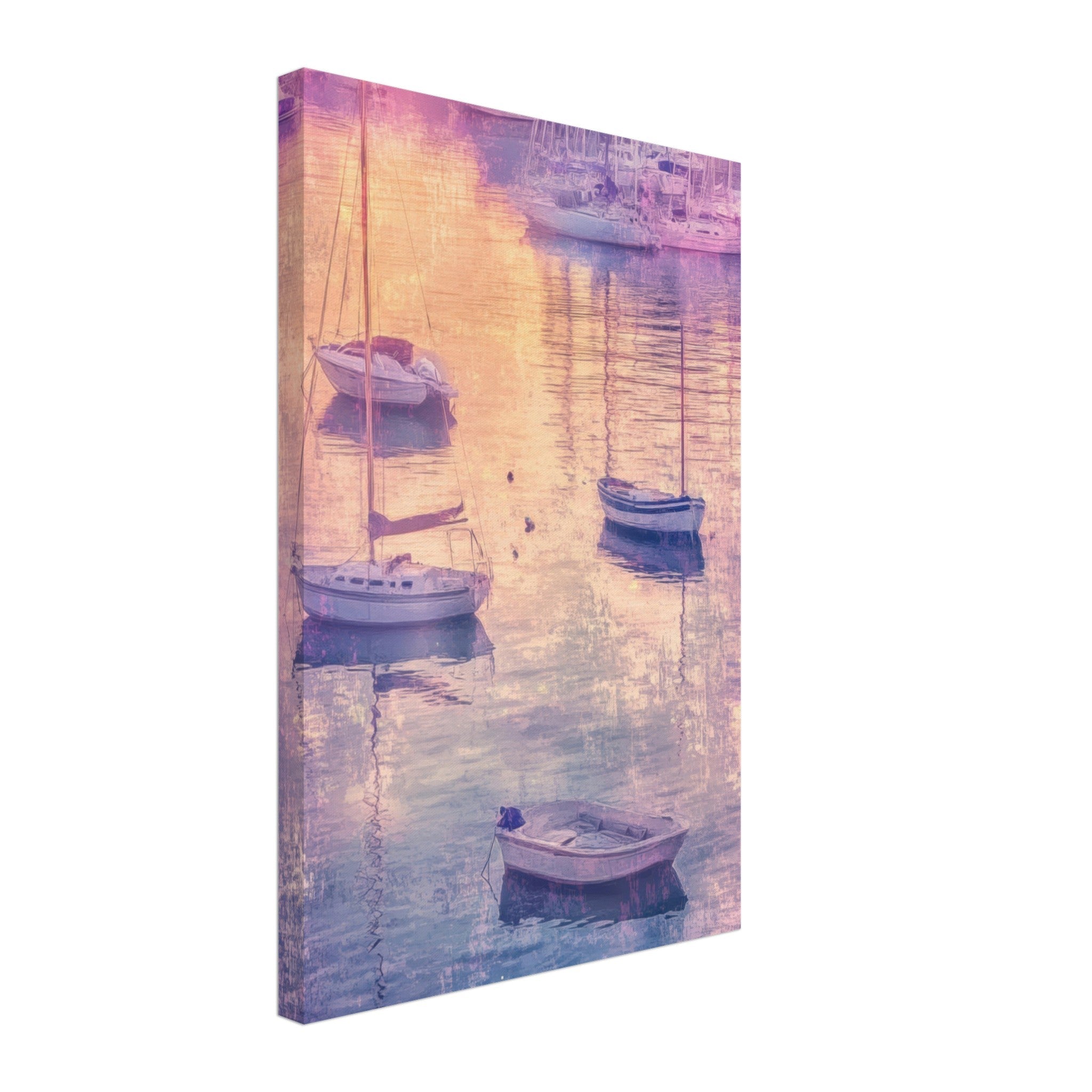 Canvas Portrait - Boats at Dusk A harbor filled with gently rocky 3 - Shop Ai Art WebShop - Digital Art online Store