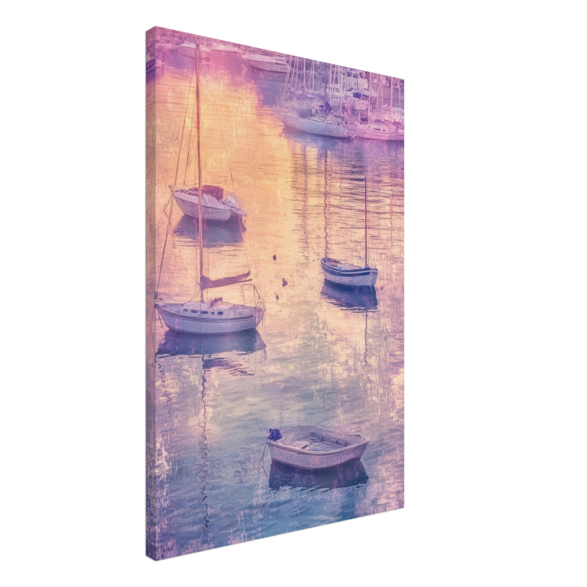 Canvas Portrait - Boats at Dusk A harbor filled with gently rocky 3 - Shop Ai Art WebShop - Digital Art online Store